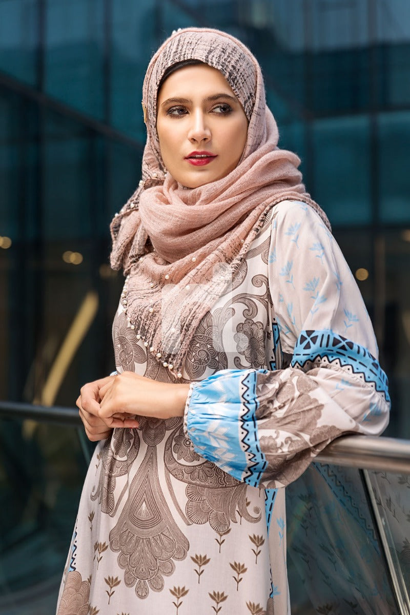 DSW19-62 Pink Digital Printed Stitched Lawn Jalabiya – 1PC - Nishat Linen UAE