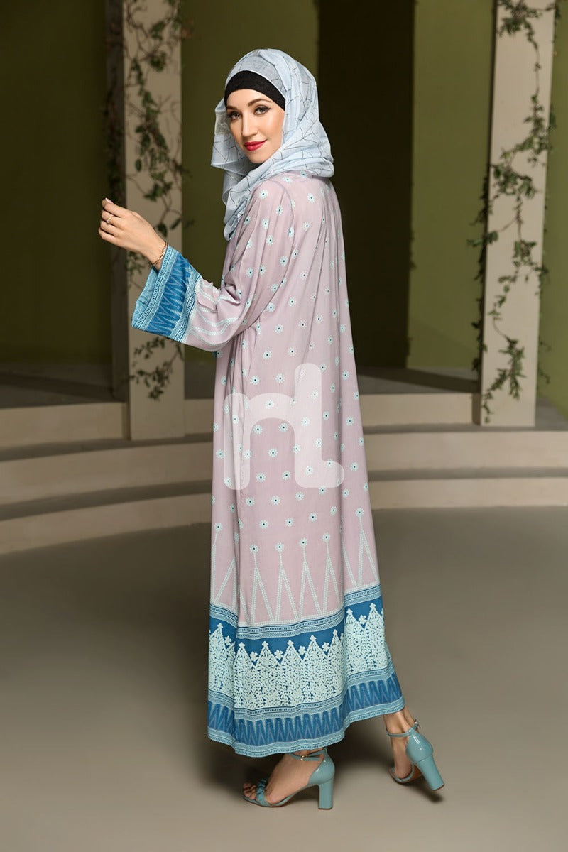 DSW19-80 Pink Digital Printed Stitched Lawn Jalabiya - 1PC - Nishat Linen UAE