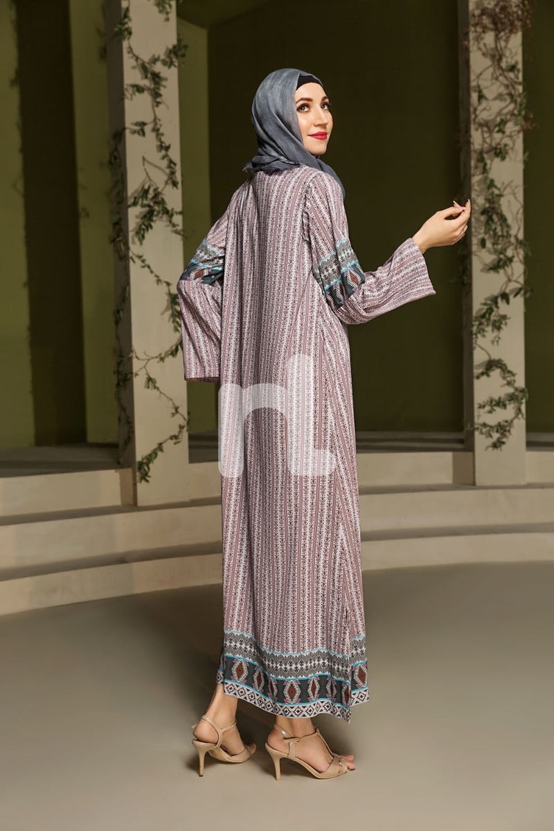 DSW19-92 Maroon Digital Printed Stitched Jalabiya – 1PC - Nishat Linen UAE