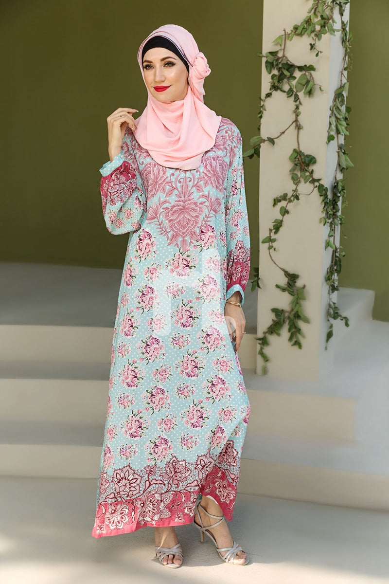 DSW19-93 Blue Digital Printed Stitched Jalabiya – 1PC - Nishat Linen UAE