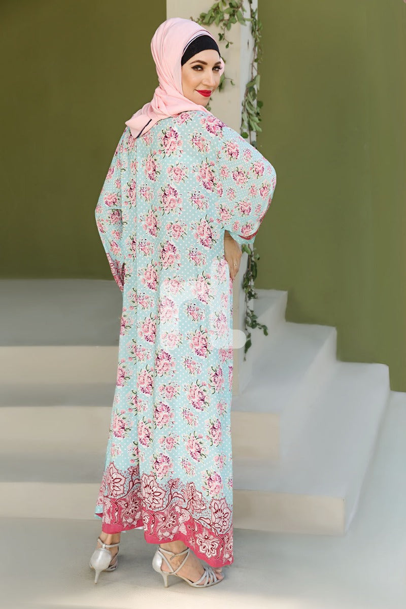 DSW19-93 Blue Digital Printed Stitched Jalabiya – 1PC - Nishat Linen UAE