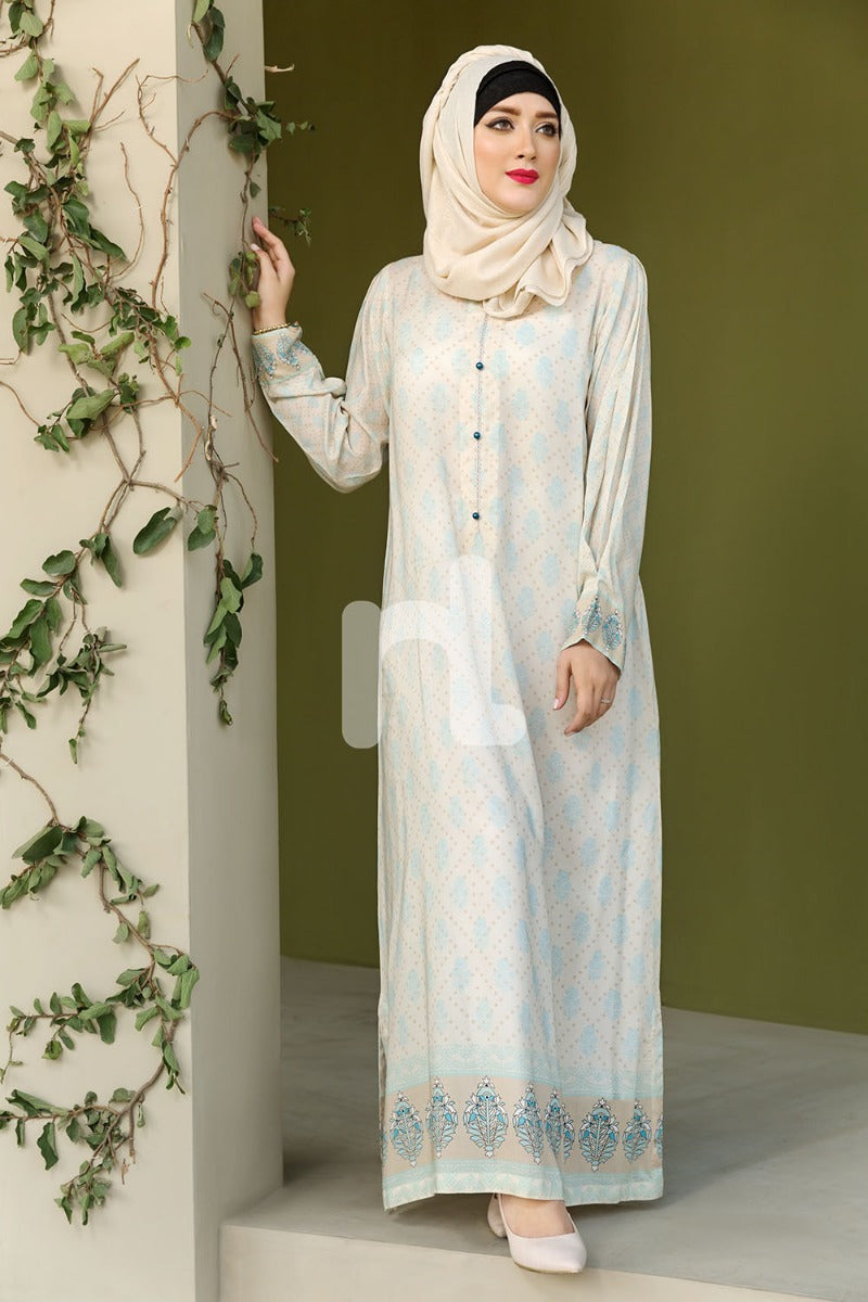 DSW19-96 Peach Digital Printed Stitched Jalabiya – 1PC - Nishat Linen UAE