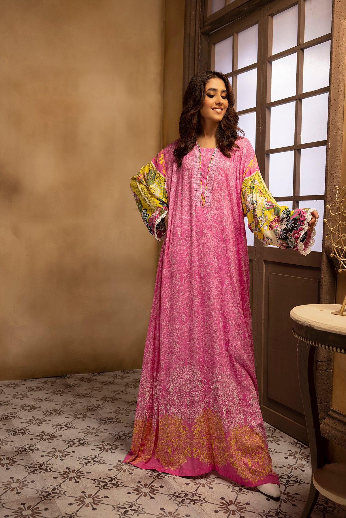 DSW22-29- Placket Detailing Printed Fustaan 1PC