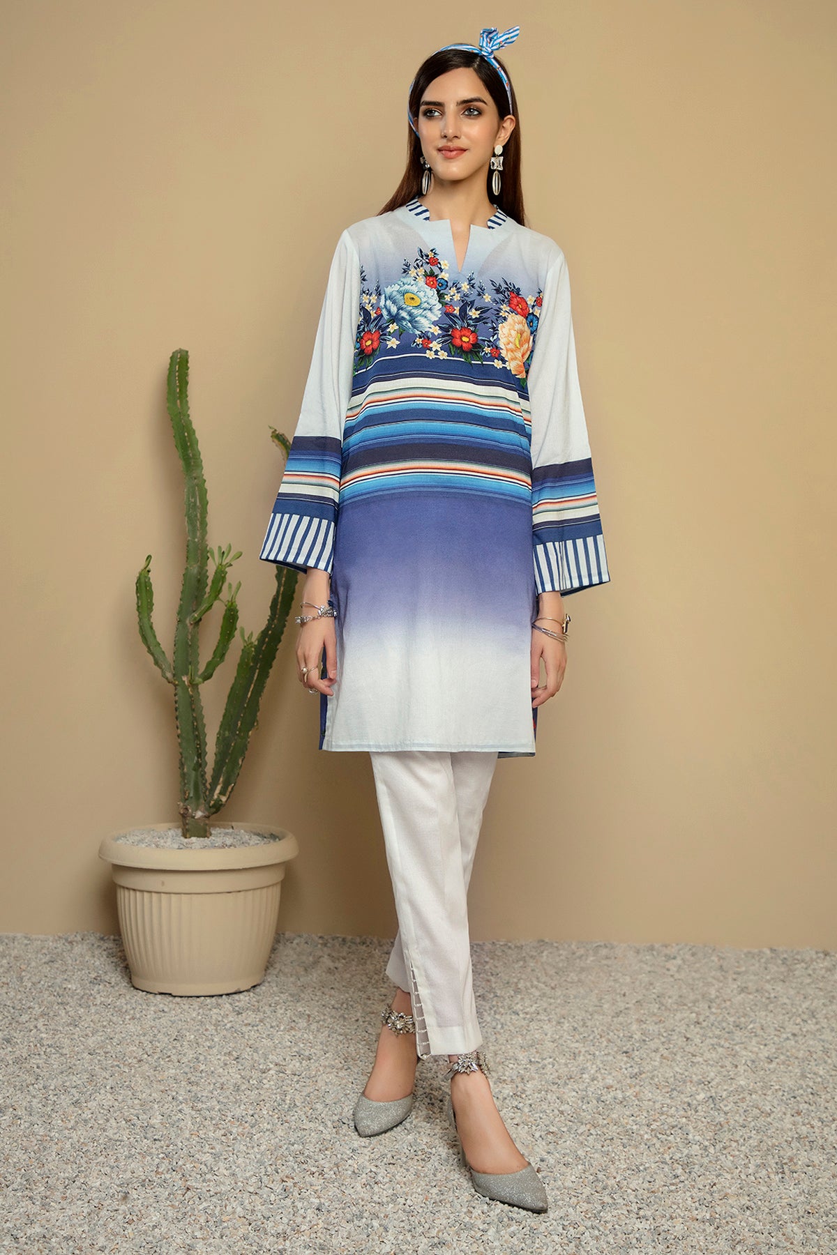 PS20-191-Printed Shirt With Compliment Neckline-1PC