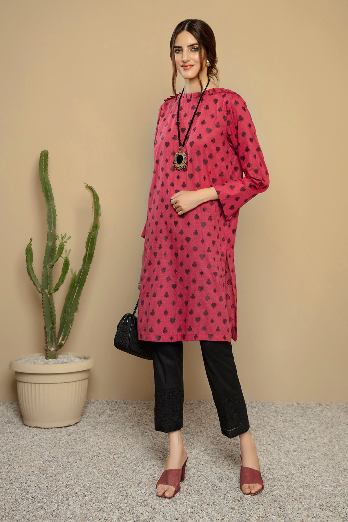 PS20-229-Neck & Shoulder Frilled Classic Shirt-1PC
