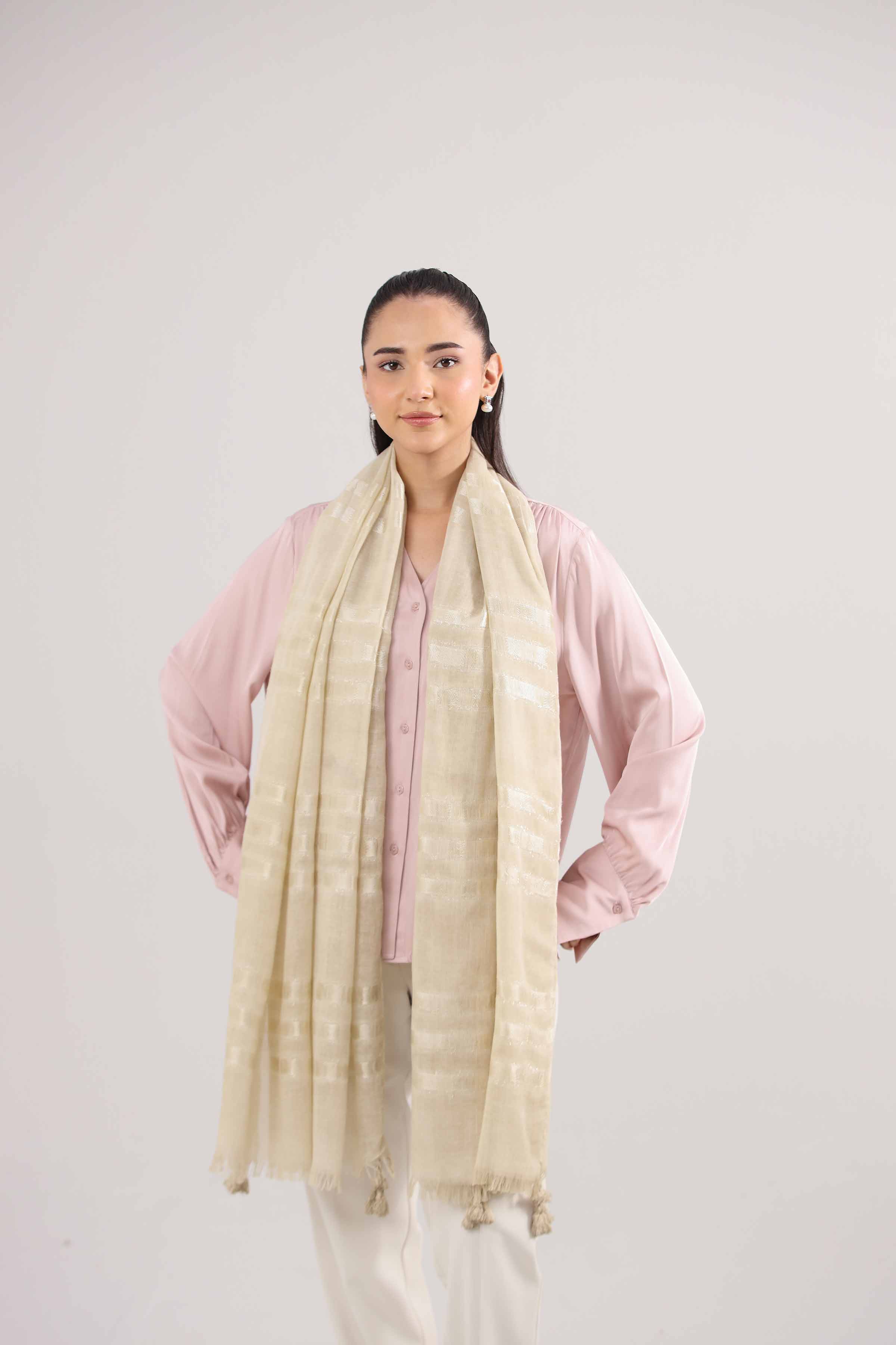 Beige Women Shawl - 439542112