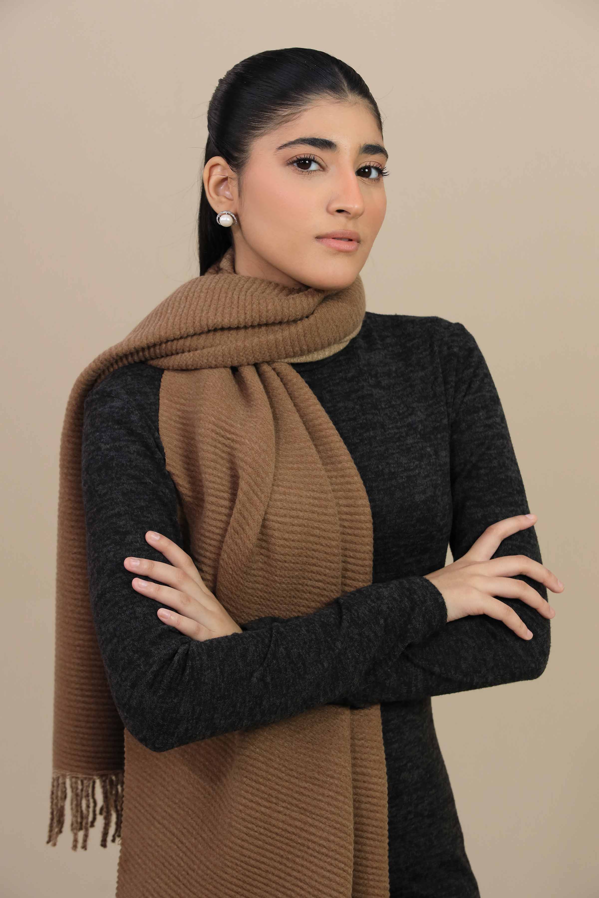 Nishat Linen UAE - Brown Women Shawl-446042113