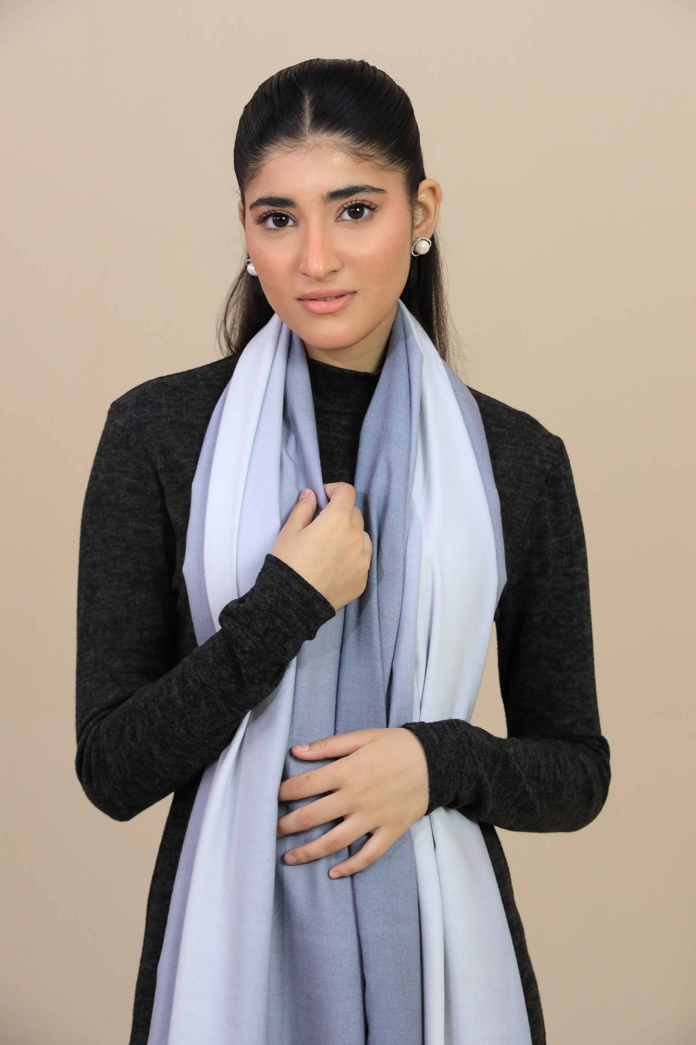 Nishat Linen UAE - Grey White Women Shawl-446132112