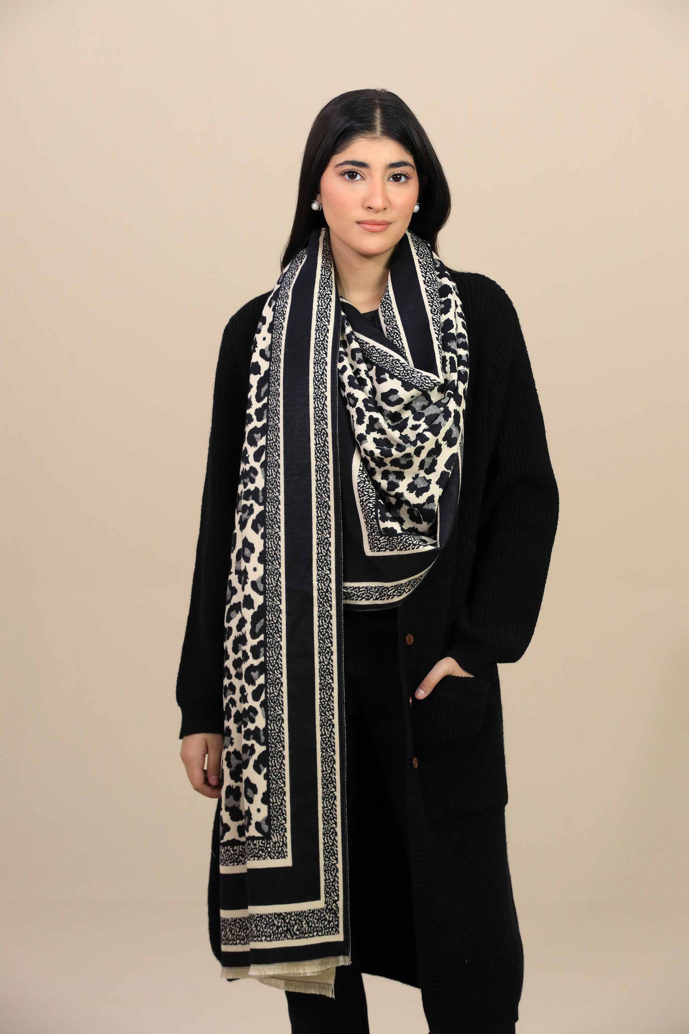 Nishat Linen UAE - Black Women Shawl - 443952103