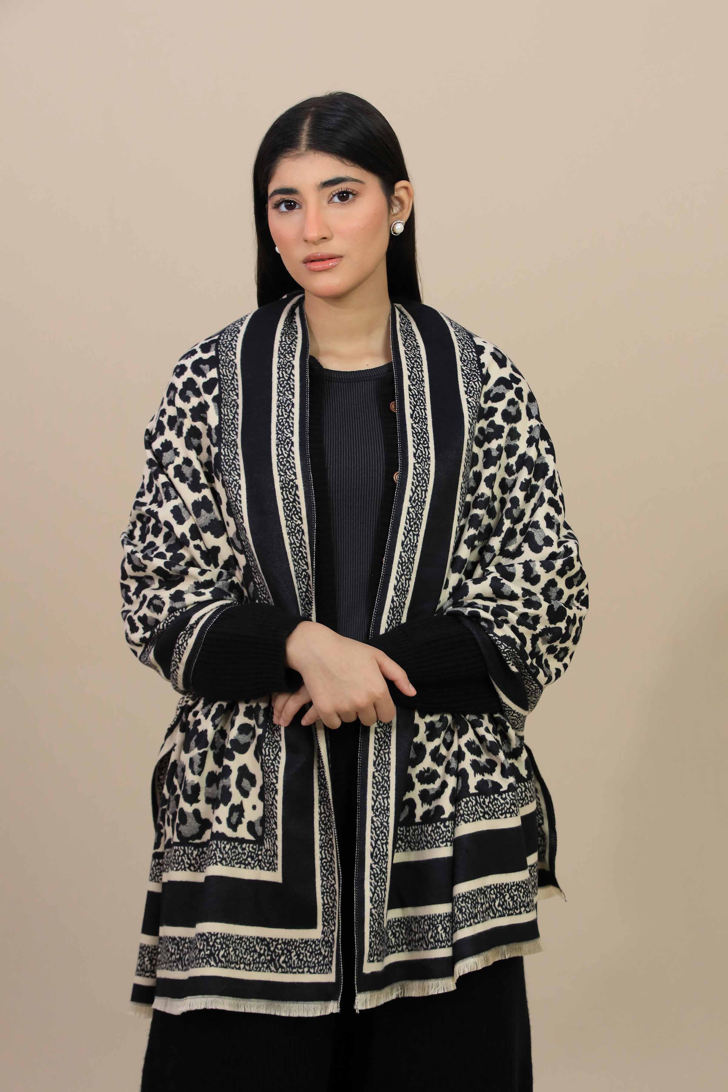 Nishat Linen UAE - Black Women Shawl - 443952103
