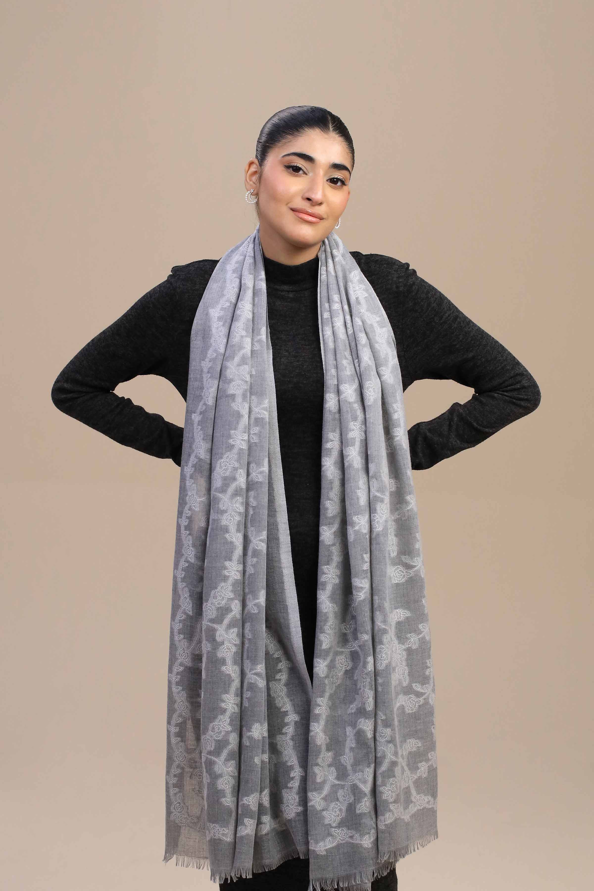 Nishat Linen UAE - Grey Women Shawl - 443972111