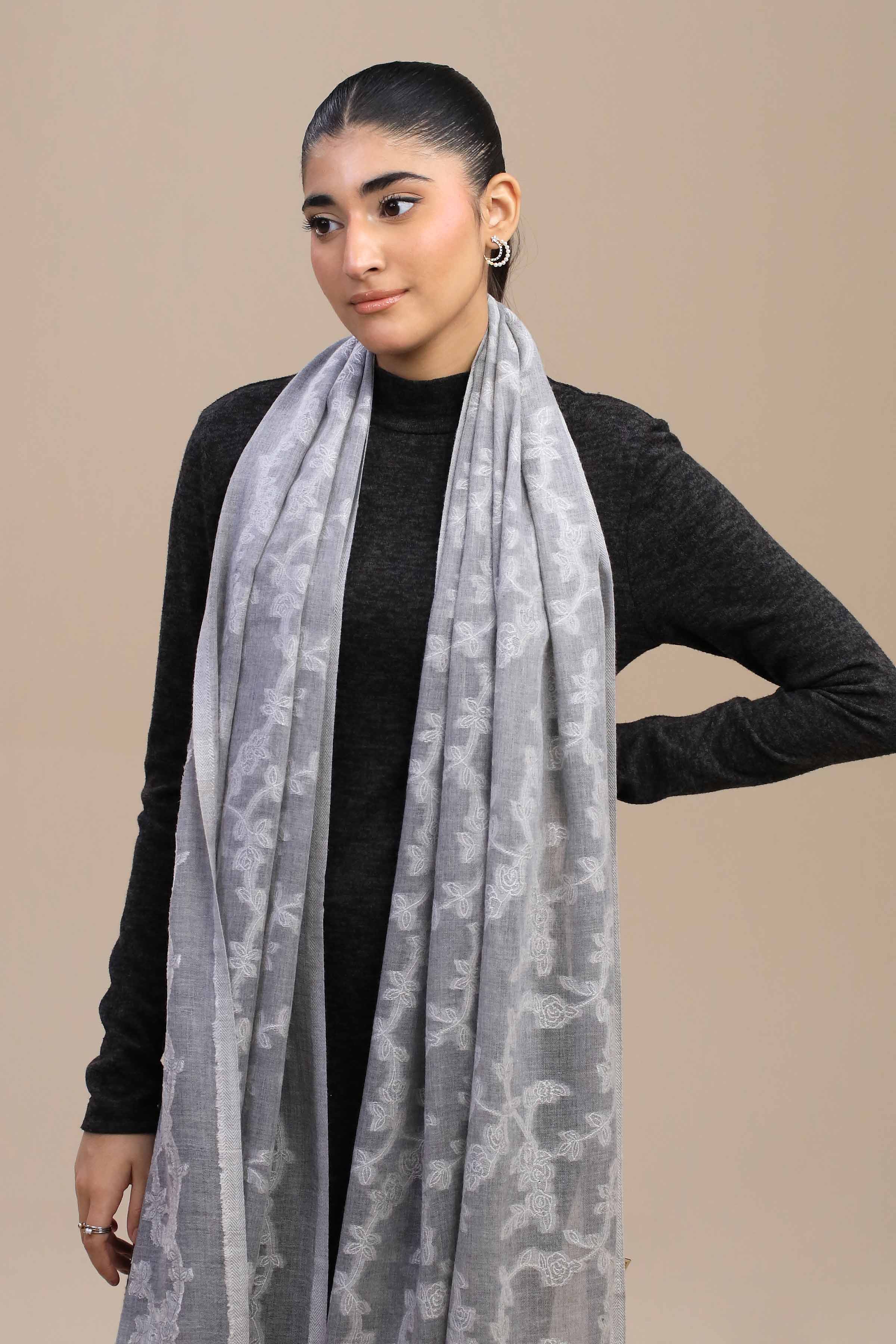 Nishat Linen UAE - Grey Women Shawl - 443972111
