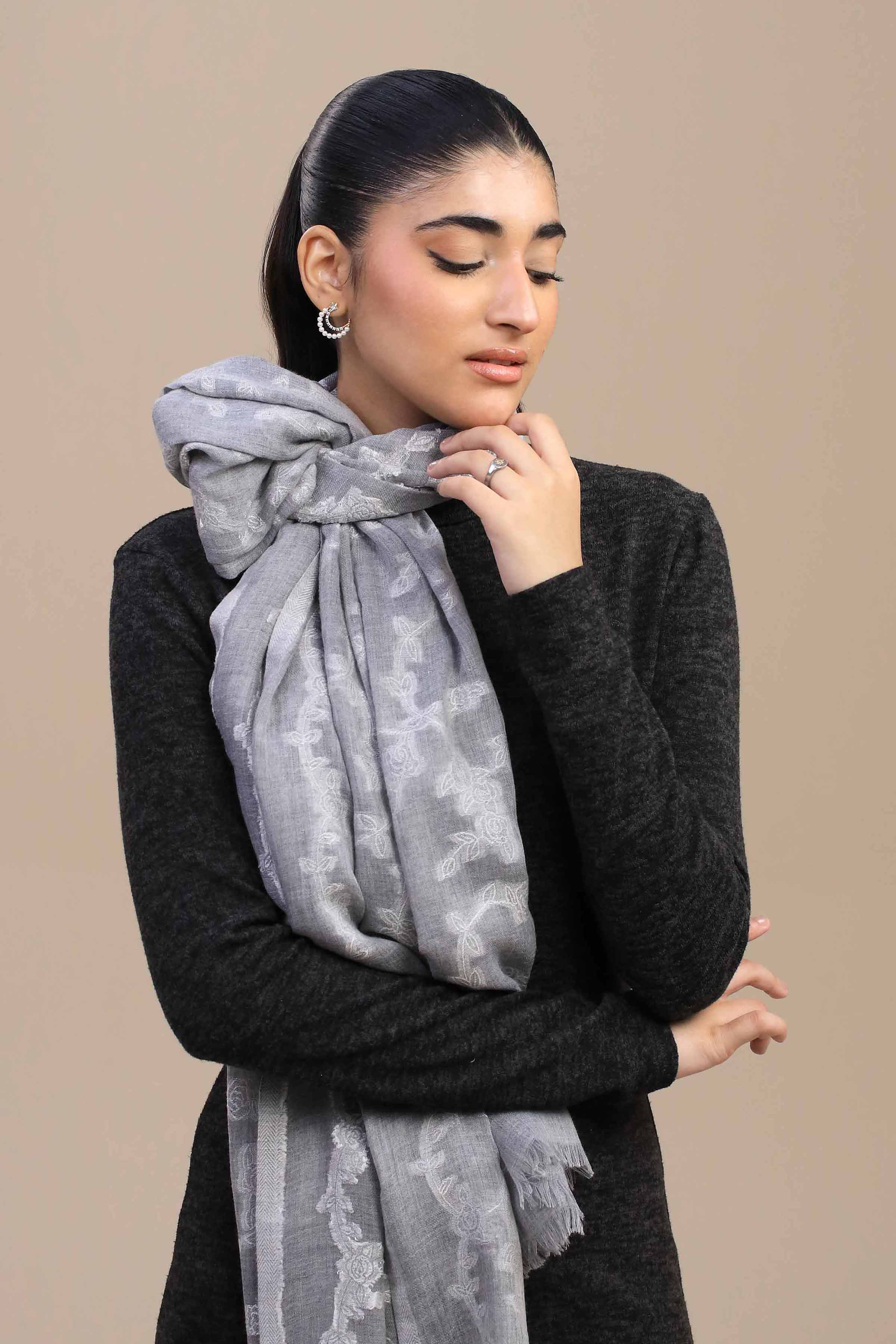Nishat Linen UAE - Grey Women Shawl - 443972111