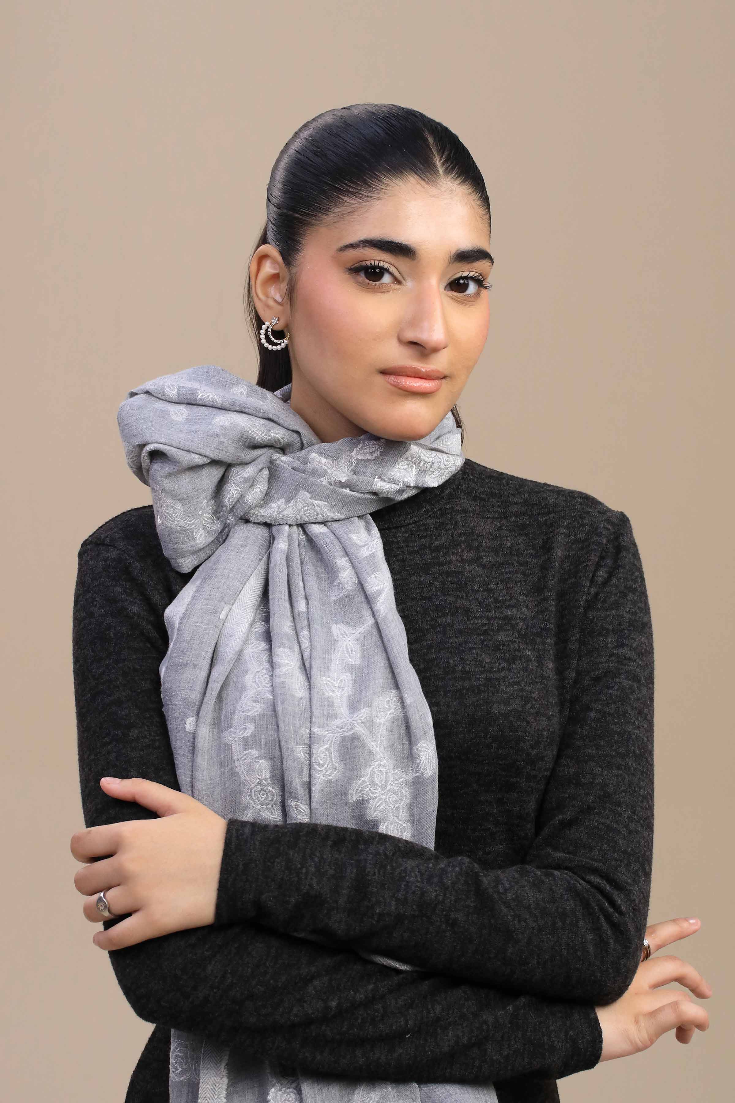 Nishat Linen UAE - Grey Women Shawl - 443972111