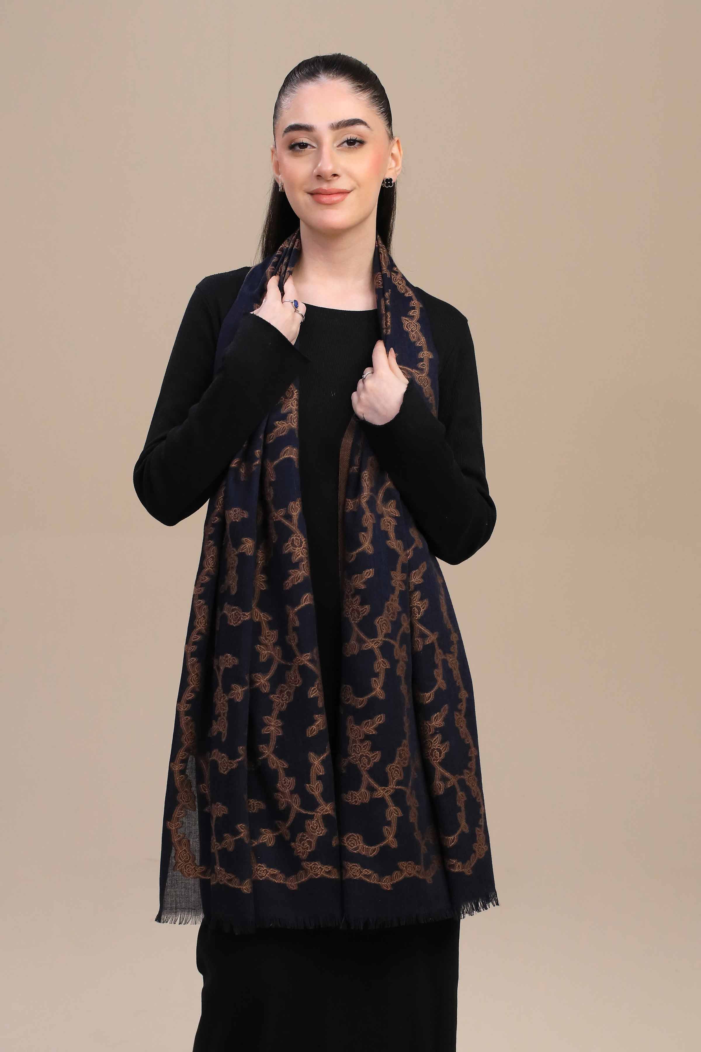Nishat Linen UAE - Navy Women Shawl - 443972121