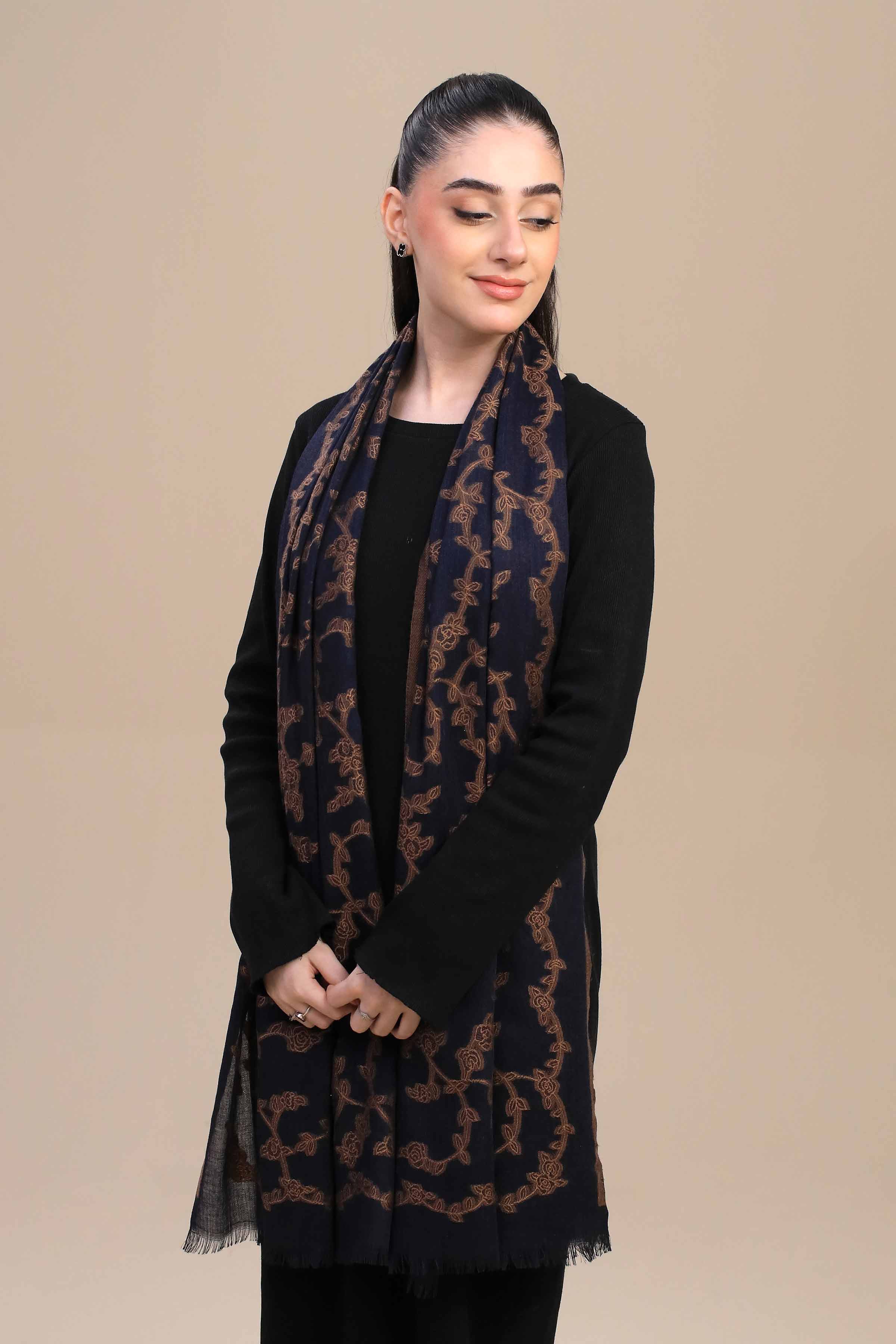 Nishat Linen UAE - Navy Women Shawl - 443972121