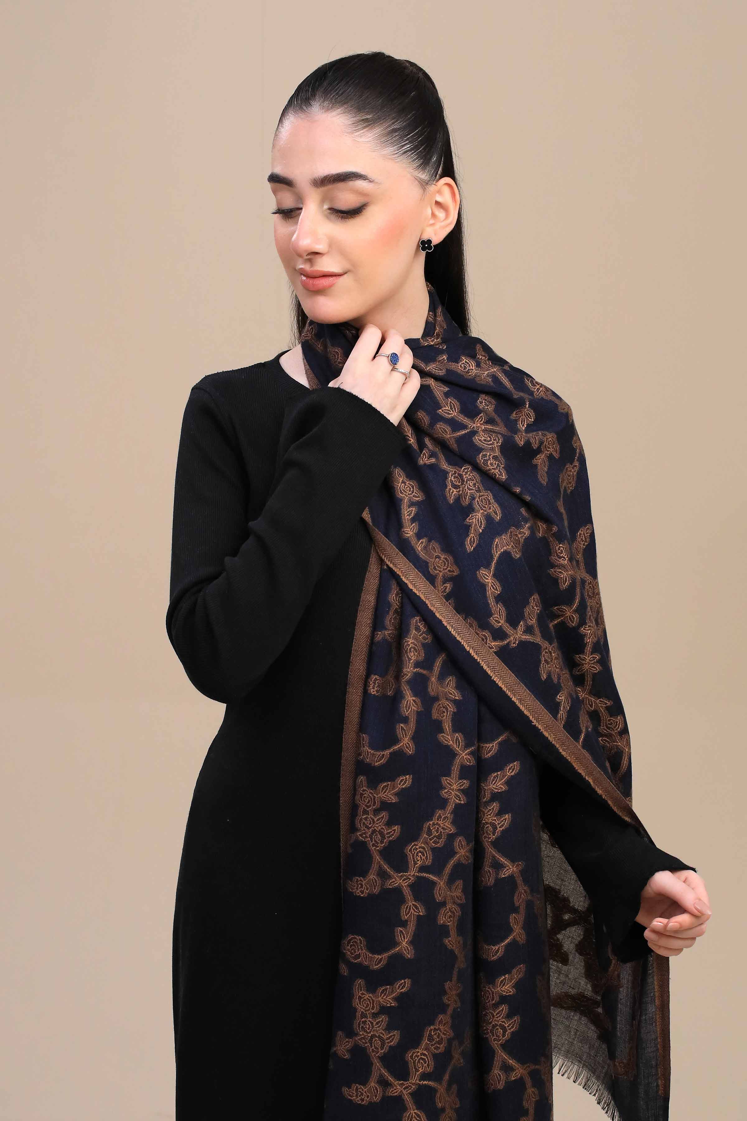 Nishat Linen UAE - Navy Women Shawl - 443972121