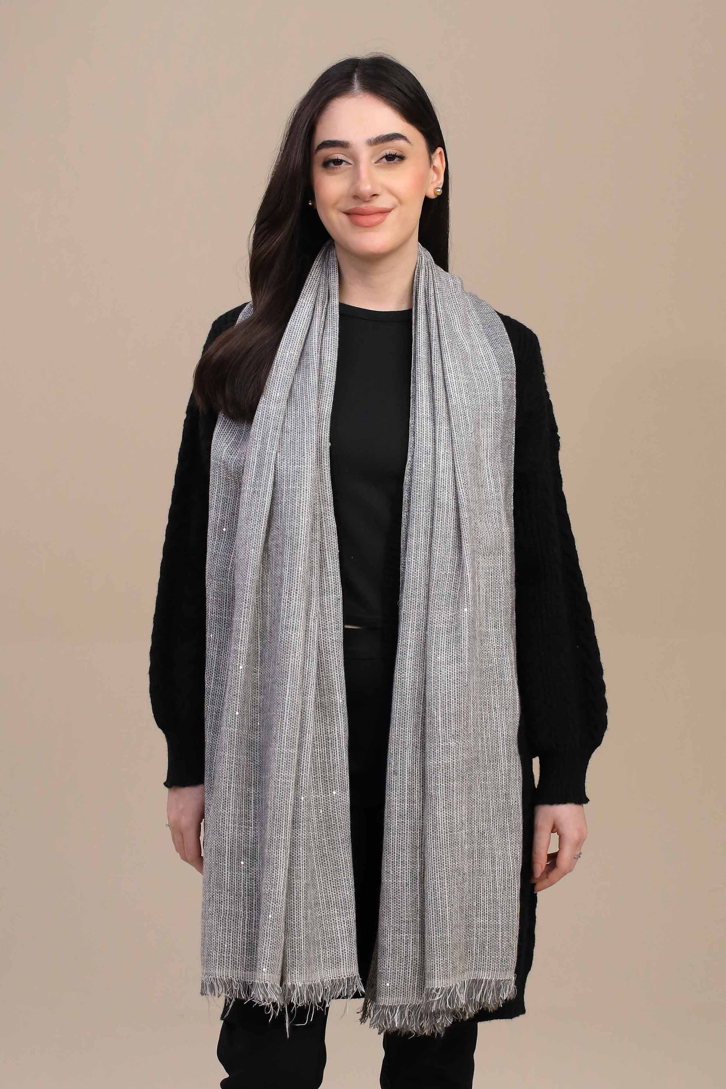 Nishat Linen UAE - Light Grey Women Shawl-447182120