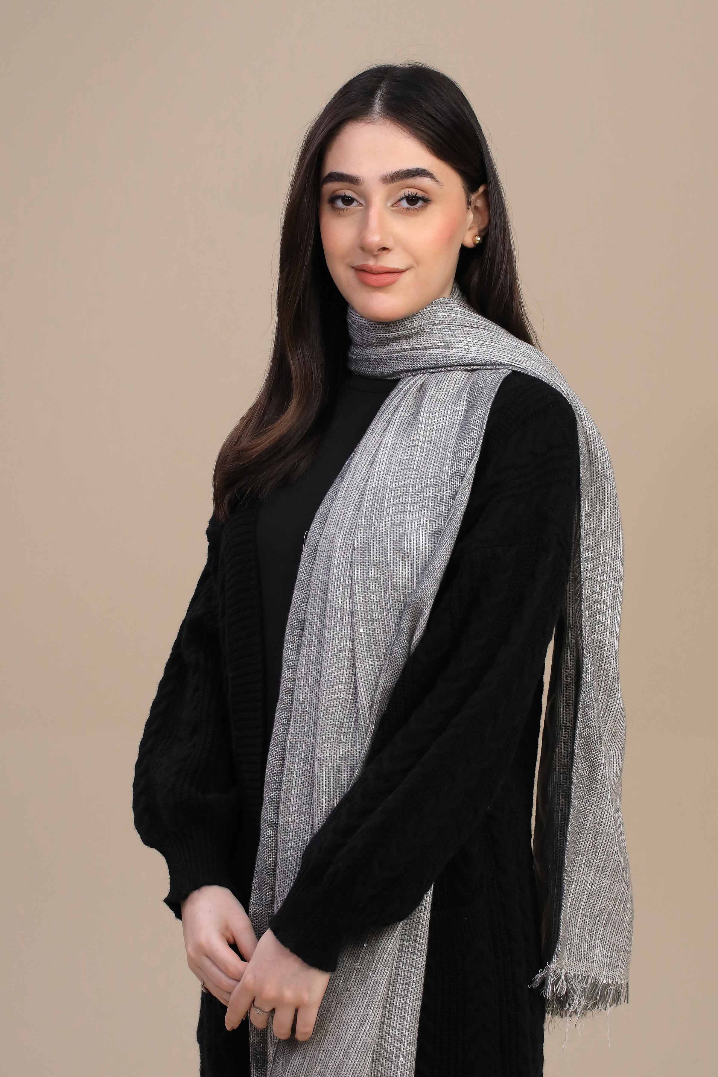 Nishat Linen UAE - Light Grey Women Shawl-447182120