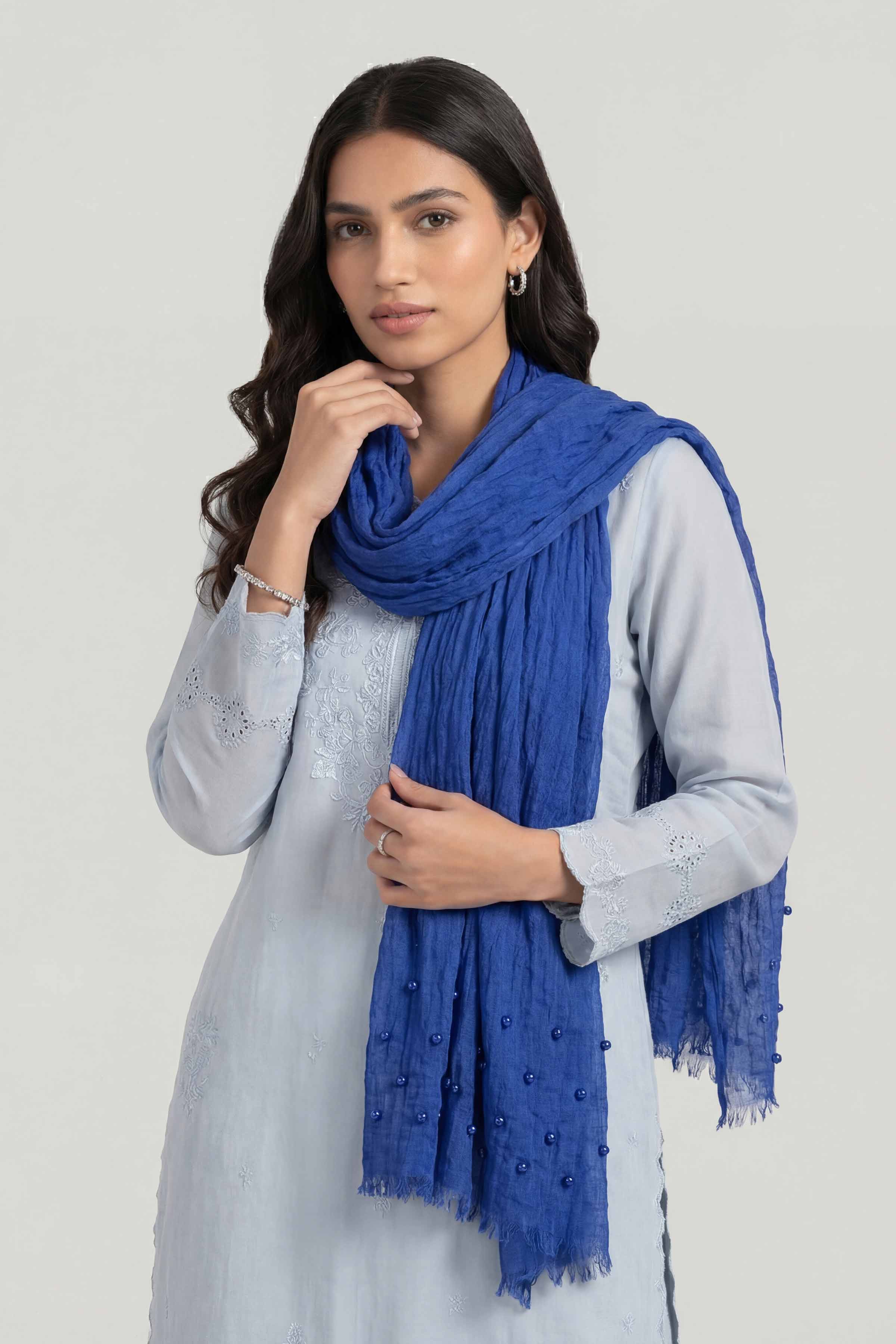 Blue Women Scarf - 447372108