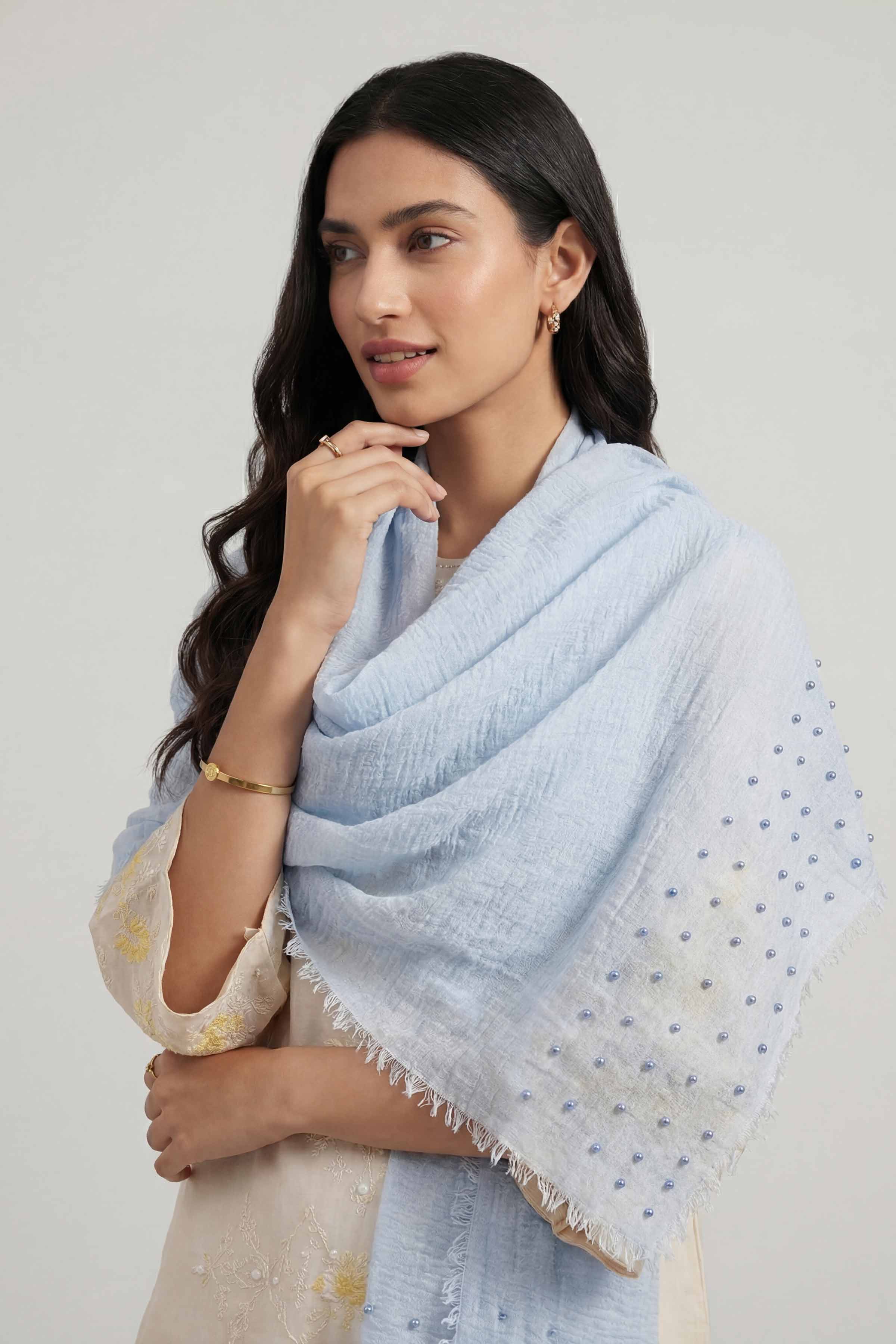 Light Blue Women Scarf - 447372110
