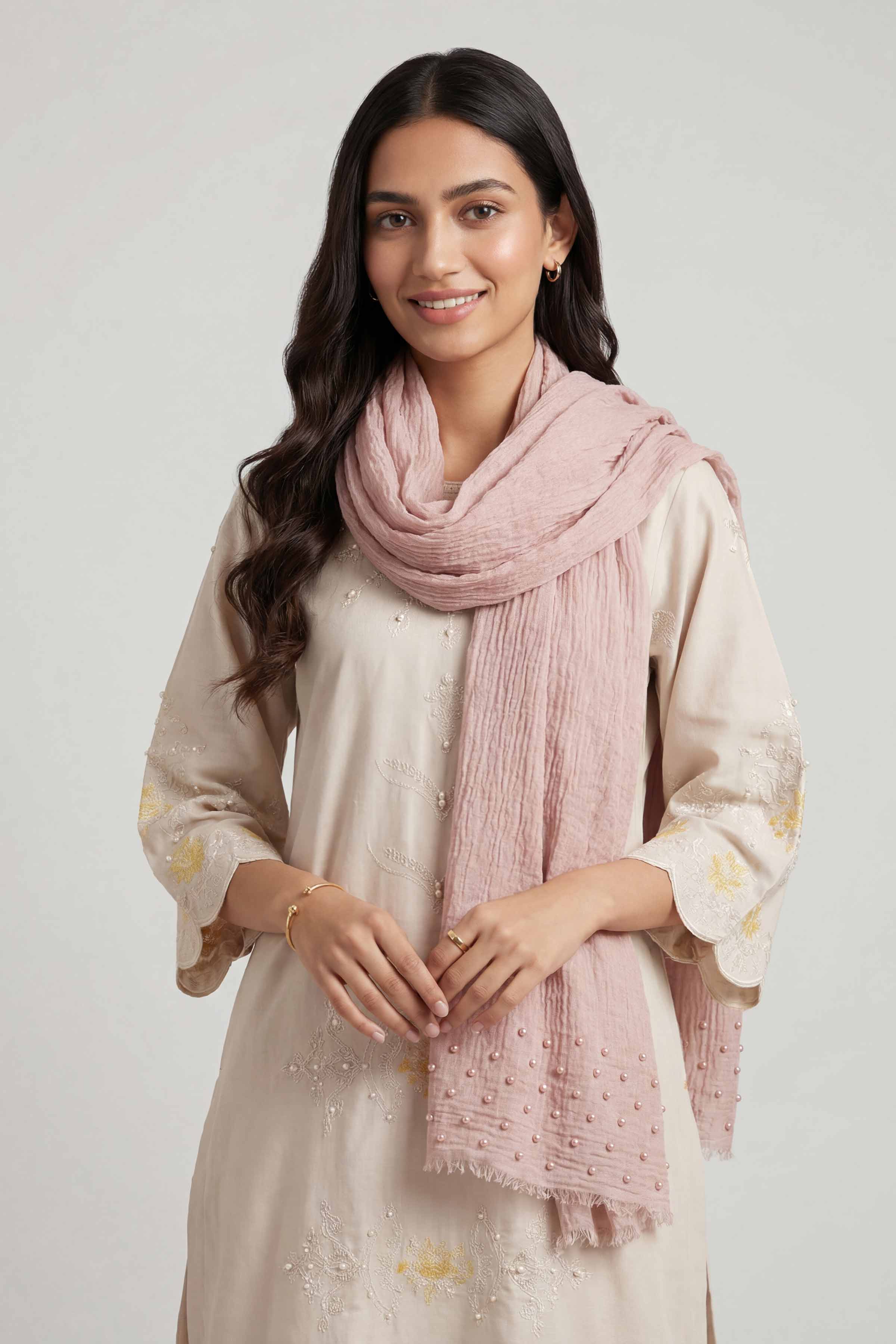 Beige Women Scarf - 447372118
