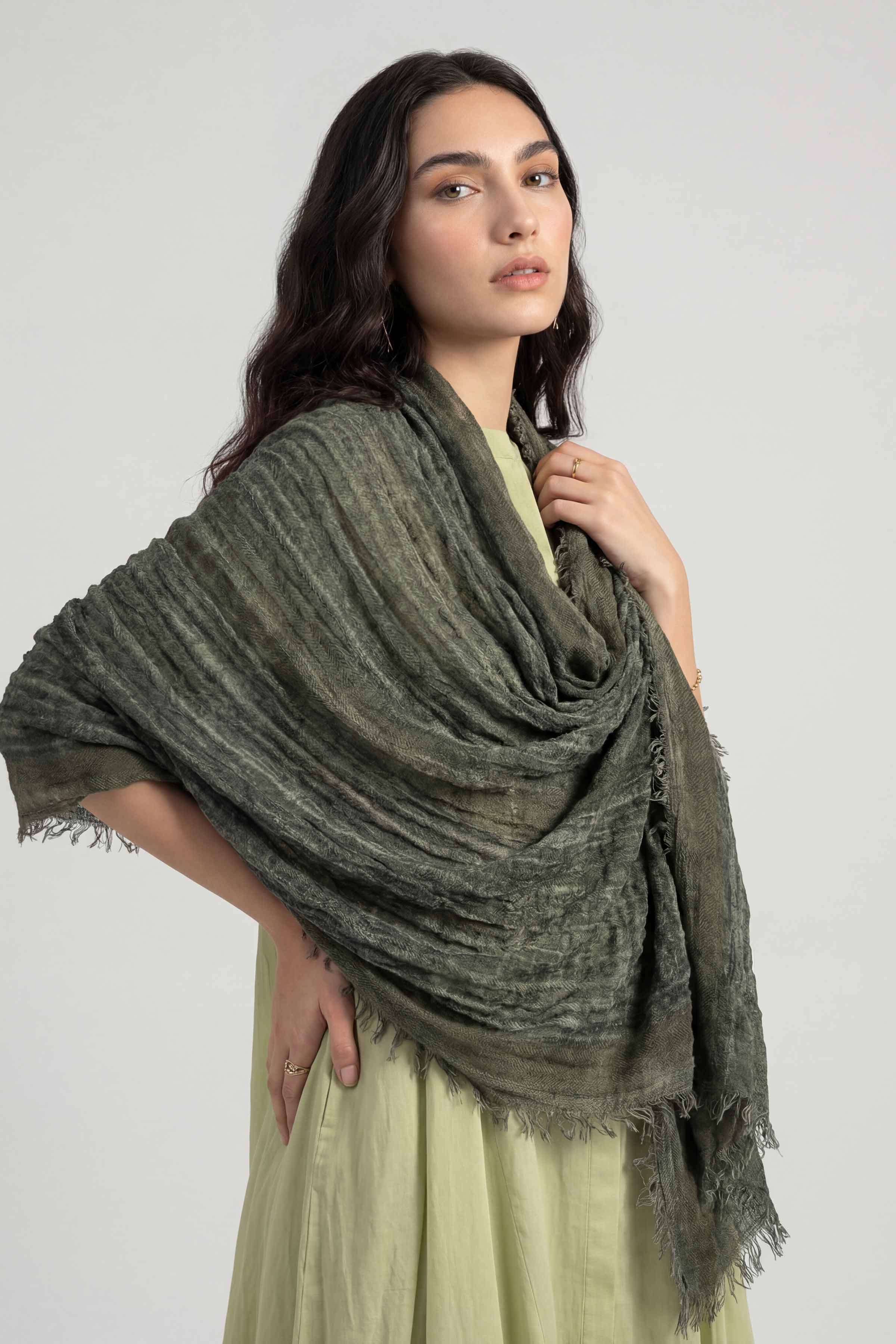 Dark Green Women Scarf - 447432104