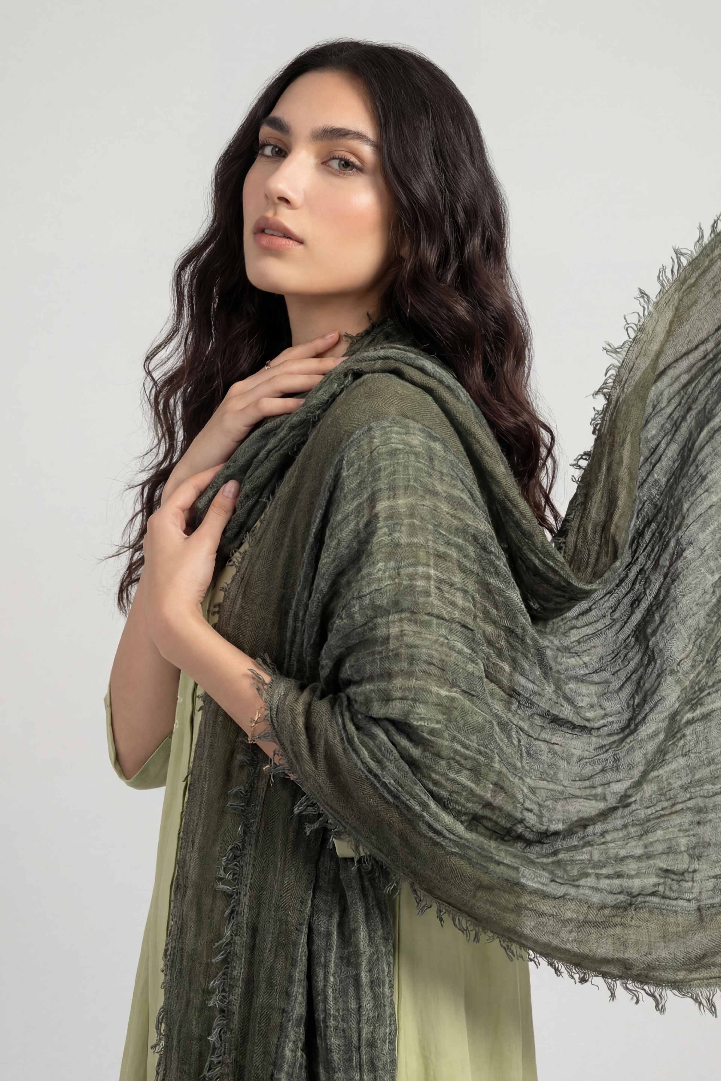 Dark Green Women Scarf - 447432104