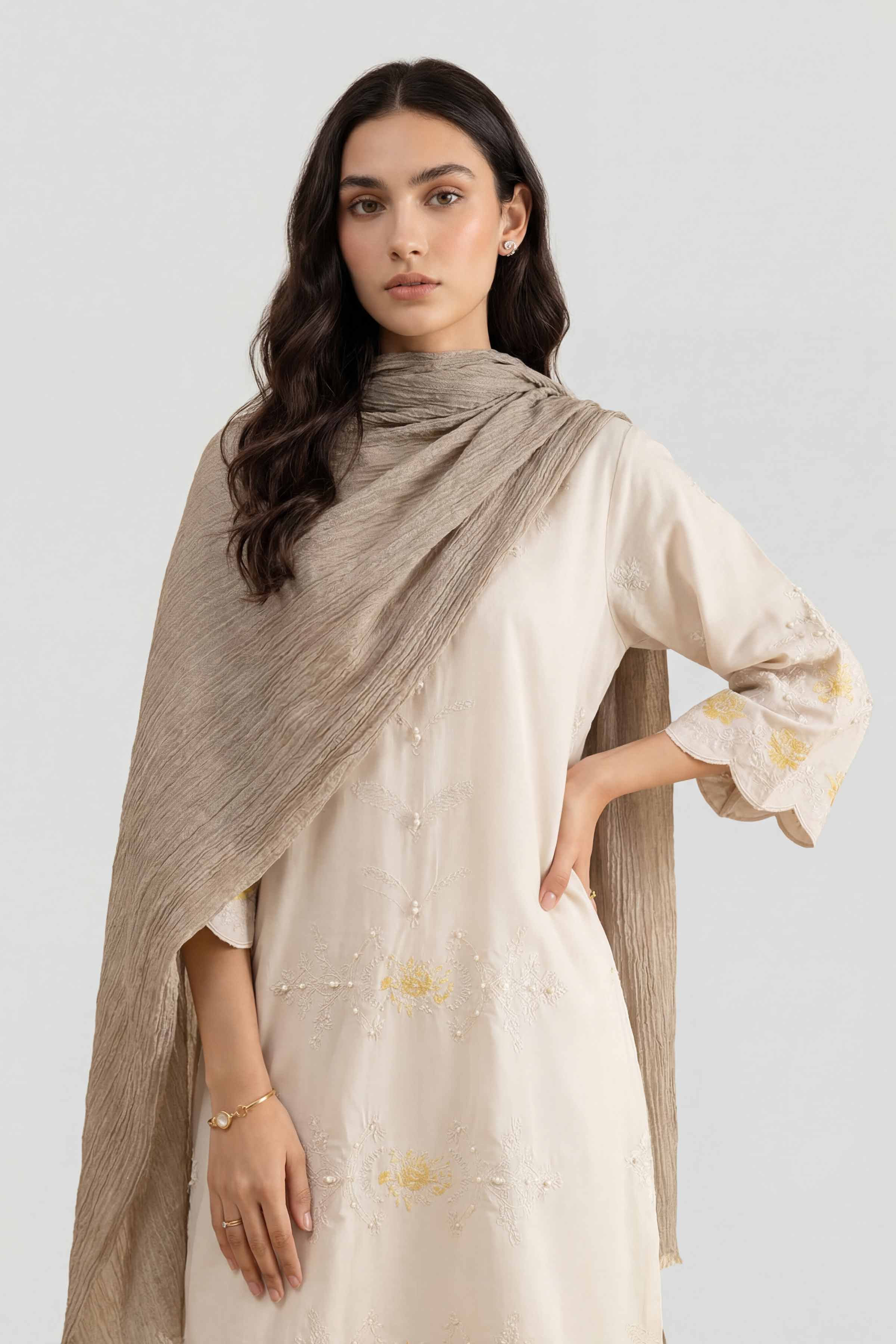 Beige Women Scarf - 447462118