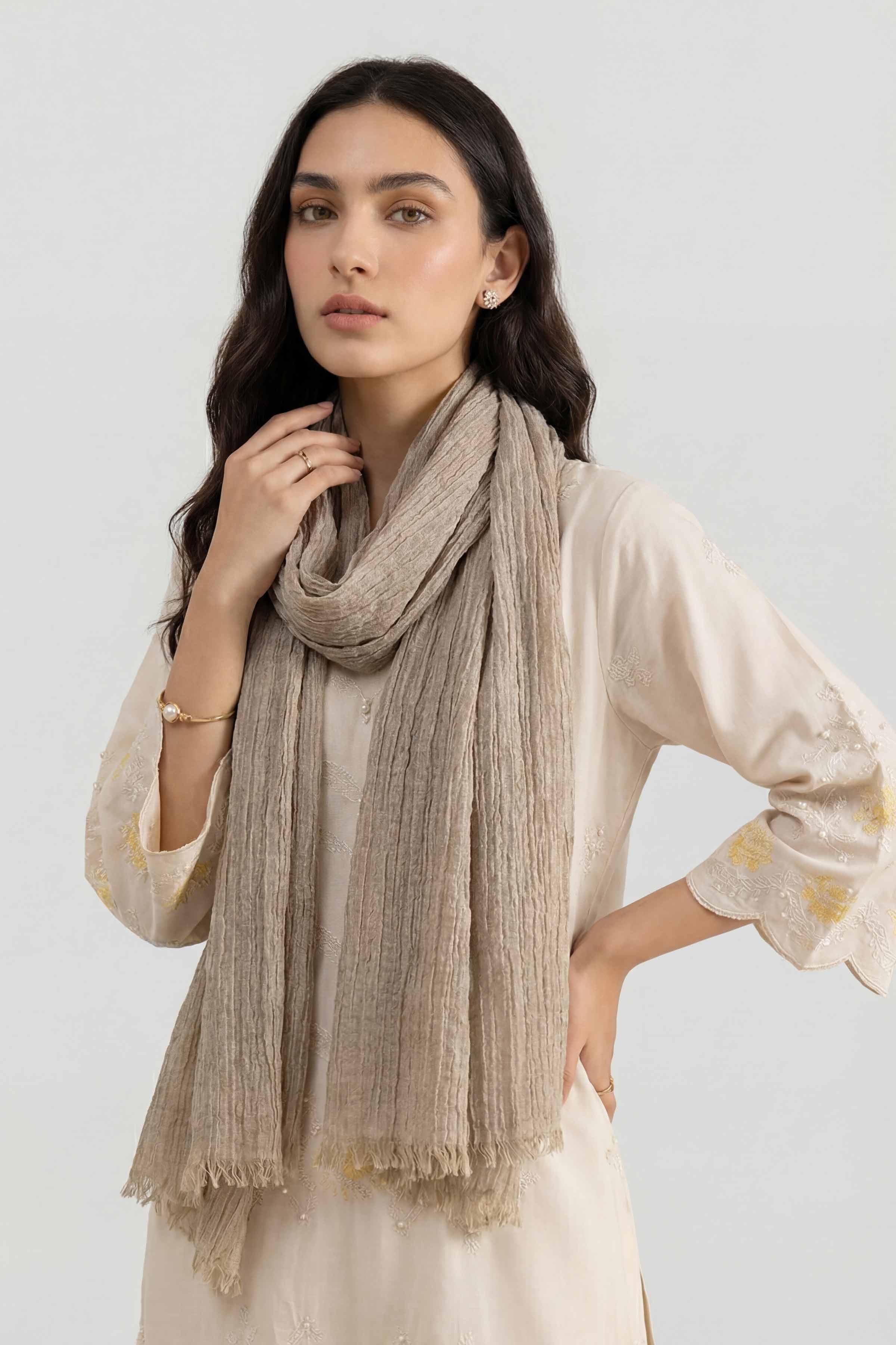 Beige Women Scarf - 447462118