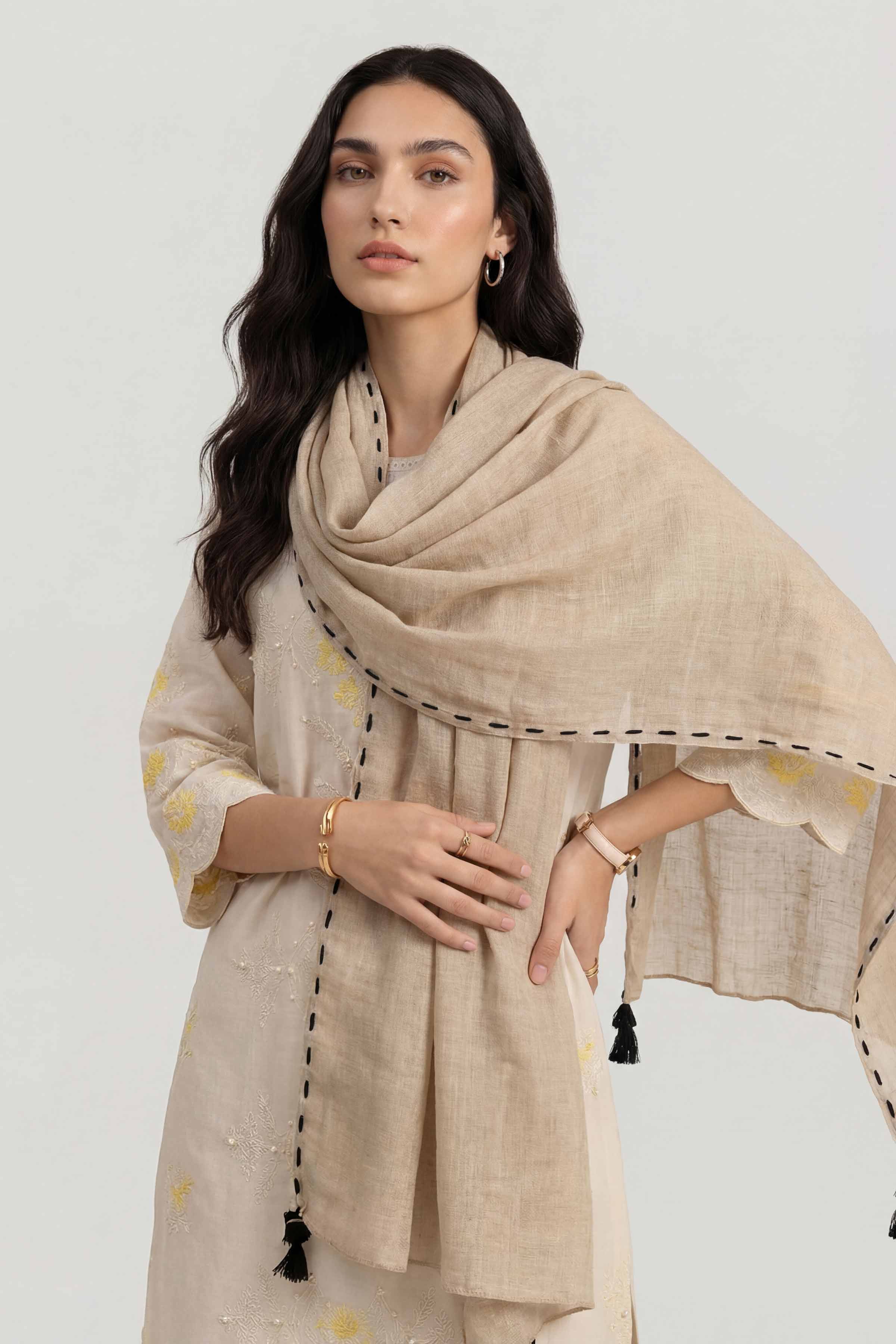 Beige Women Scarf - 447482118
