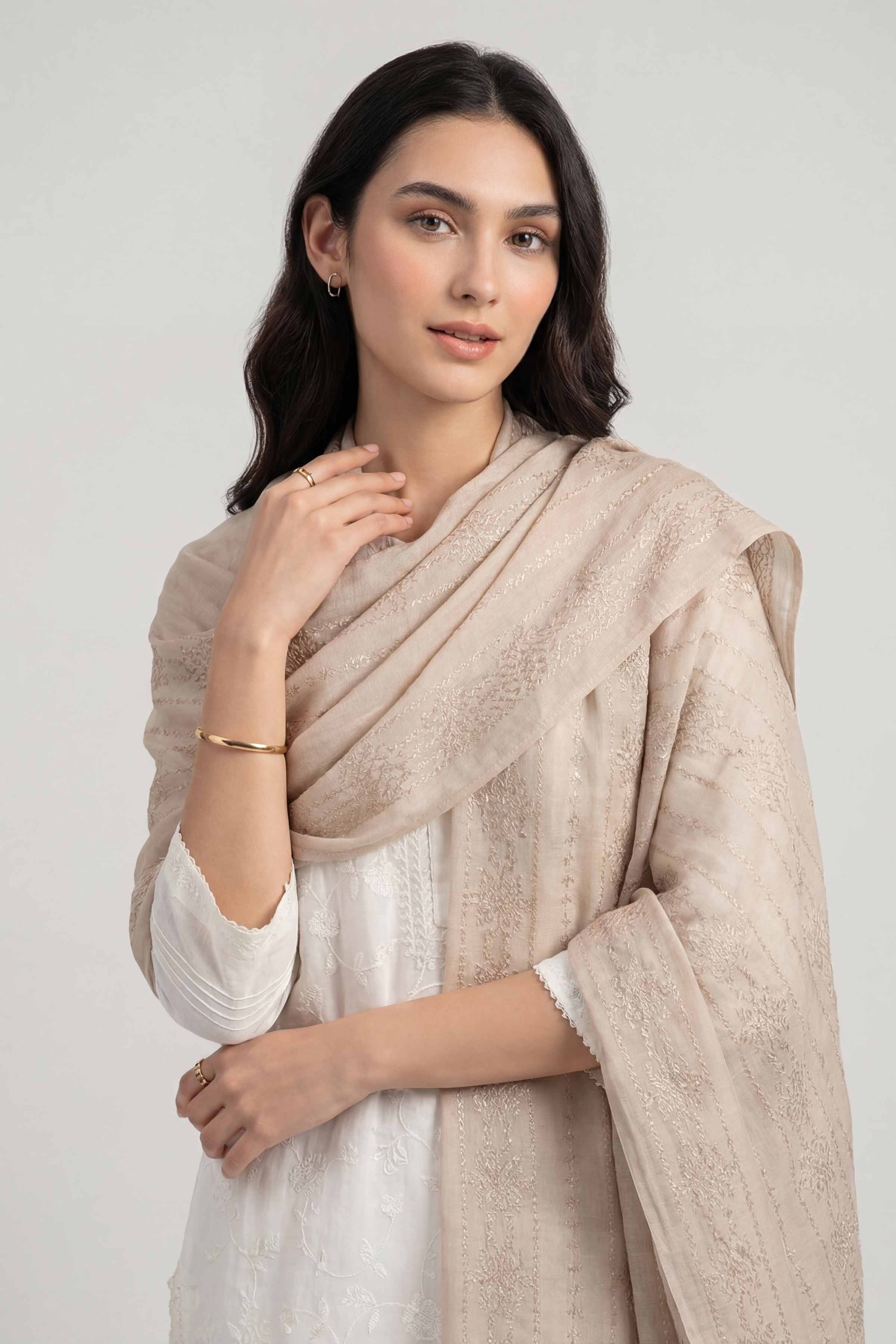 Beige Women Scarf - 447492118