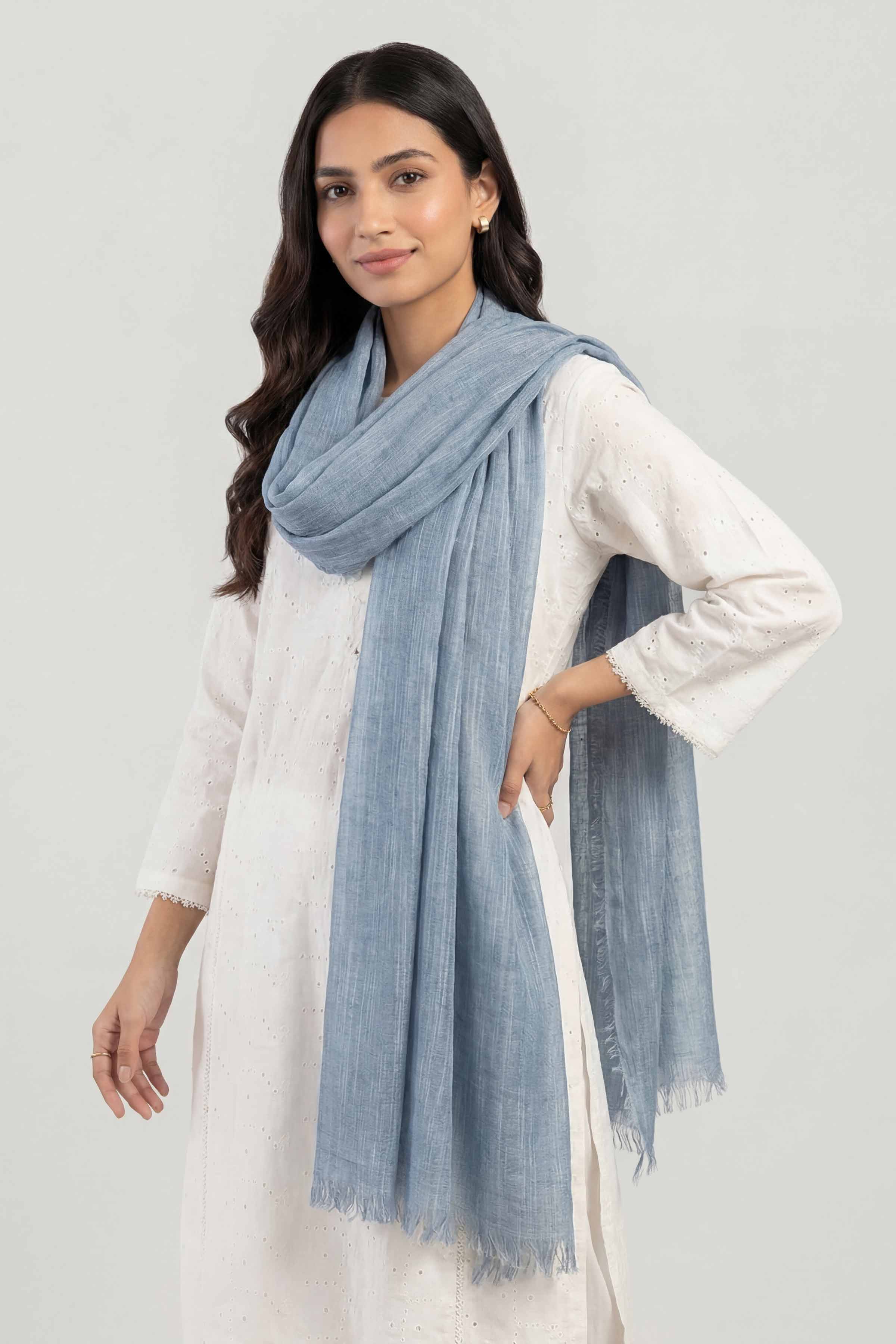 Light Blue Women Scarf - 447522108