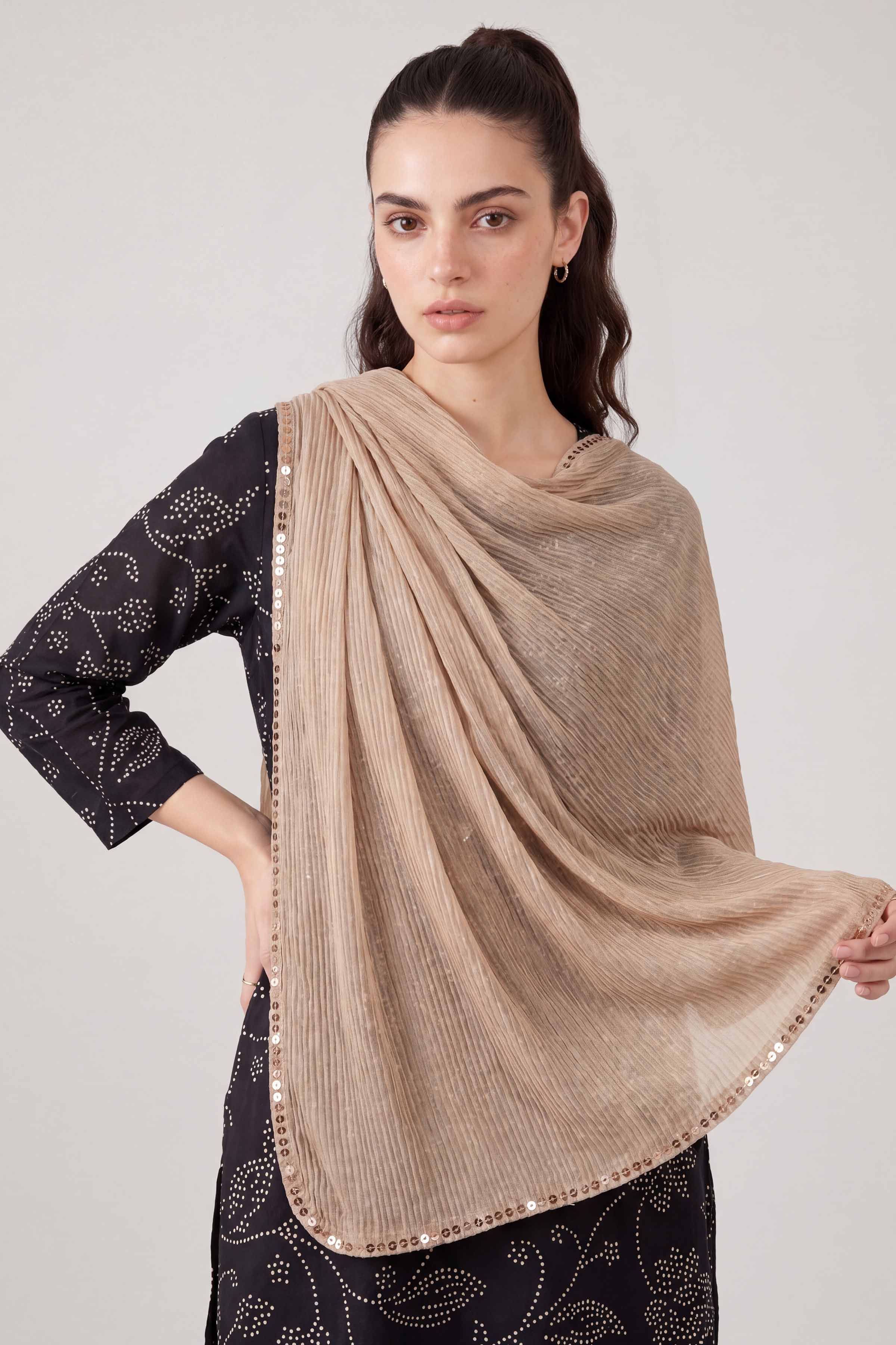 Beige Women Scarf - 447542118
