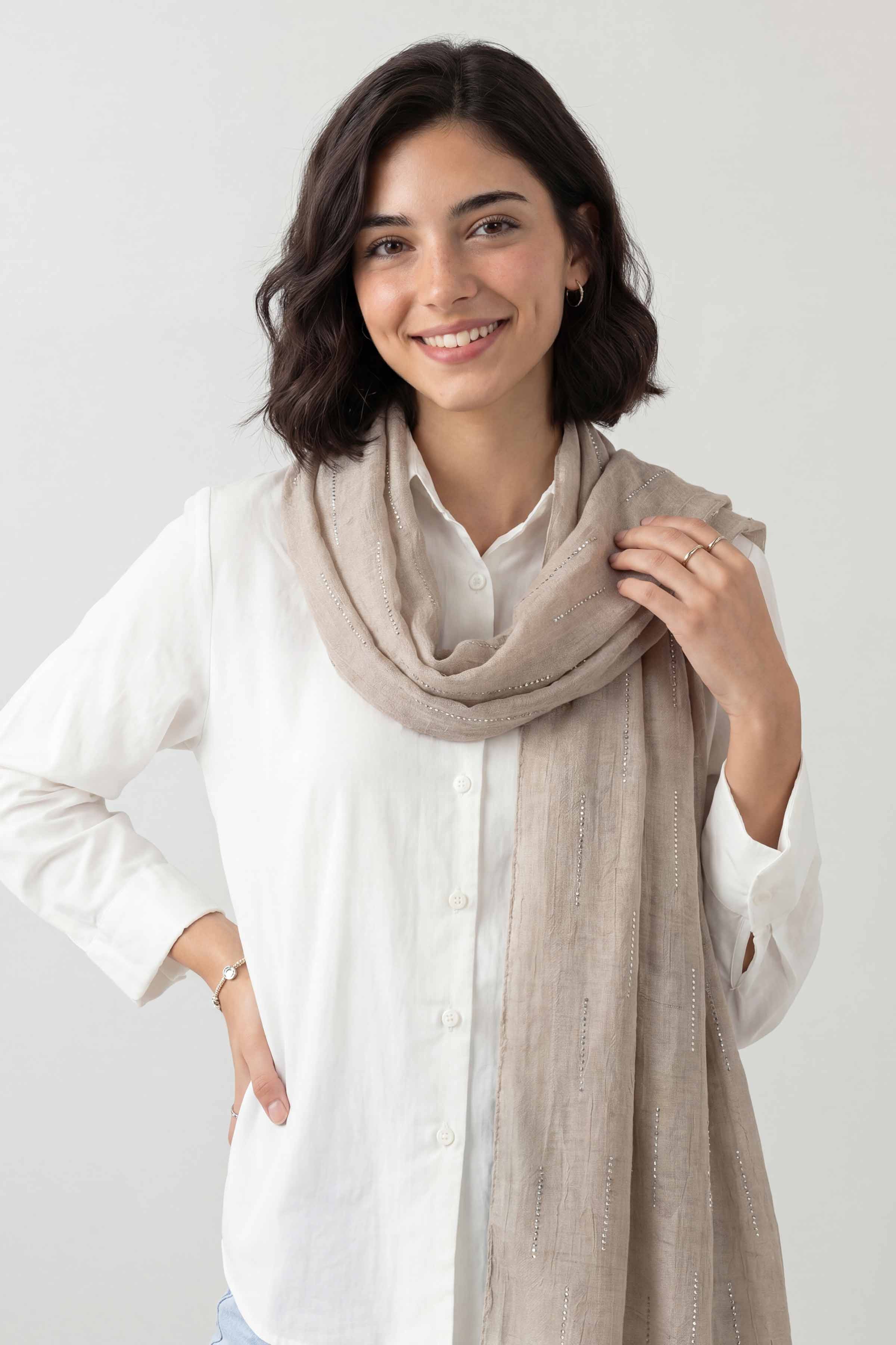 Beige Women Scarf - 447562118
