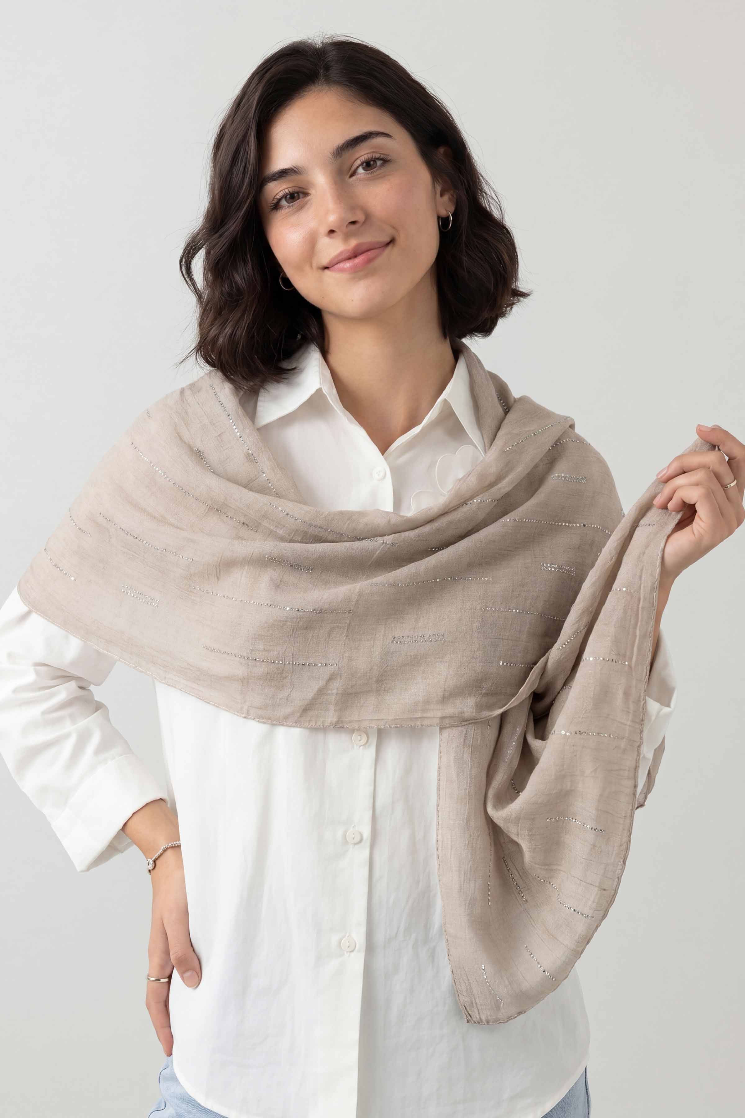 Beige Women Scarf - 447562118