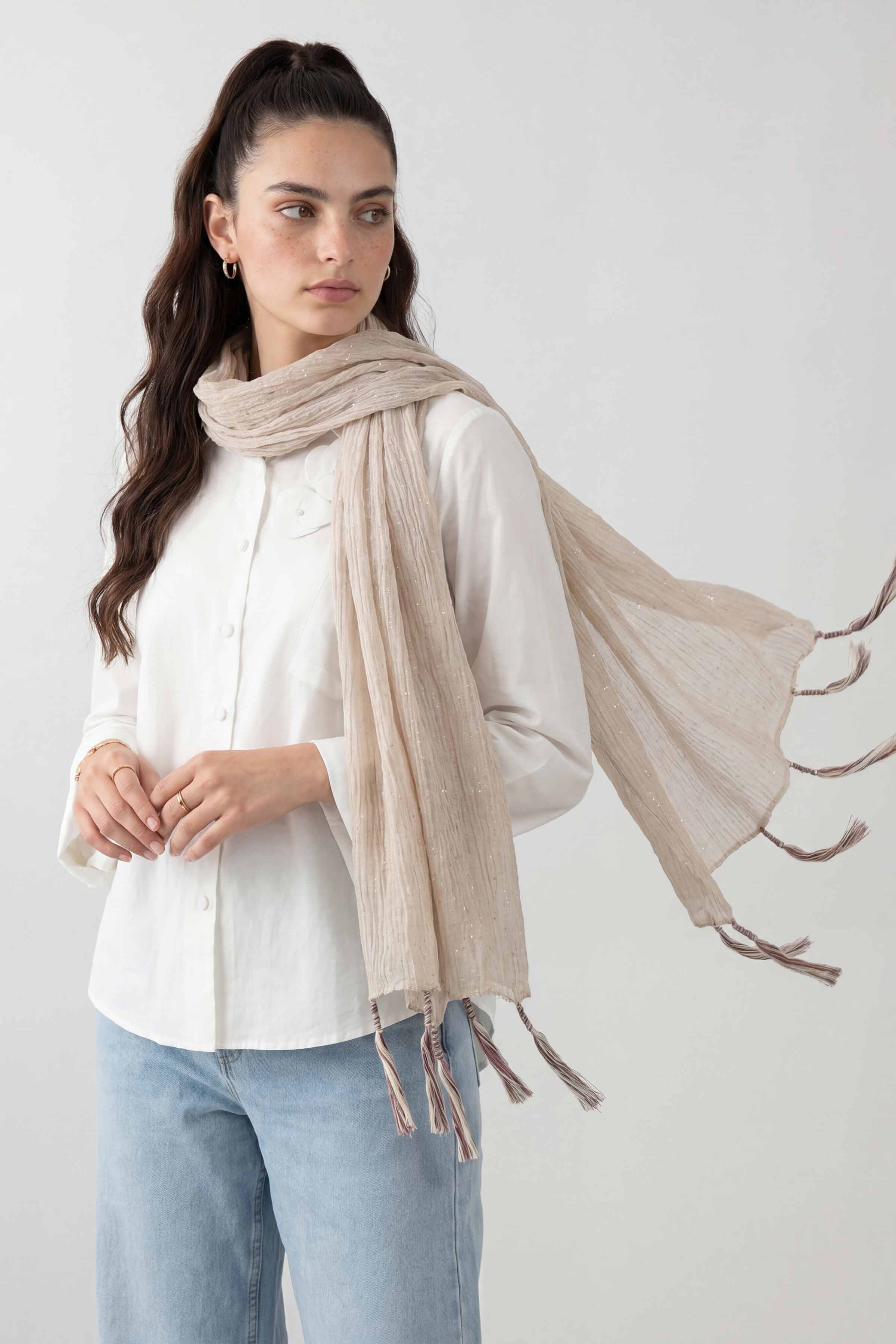Beige Women Scarf - 447592118