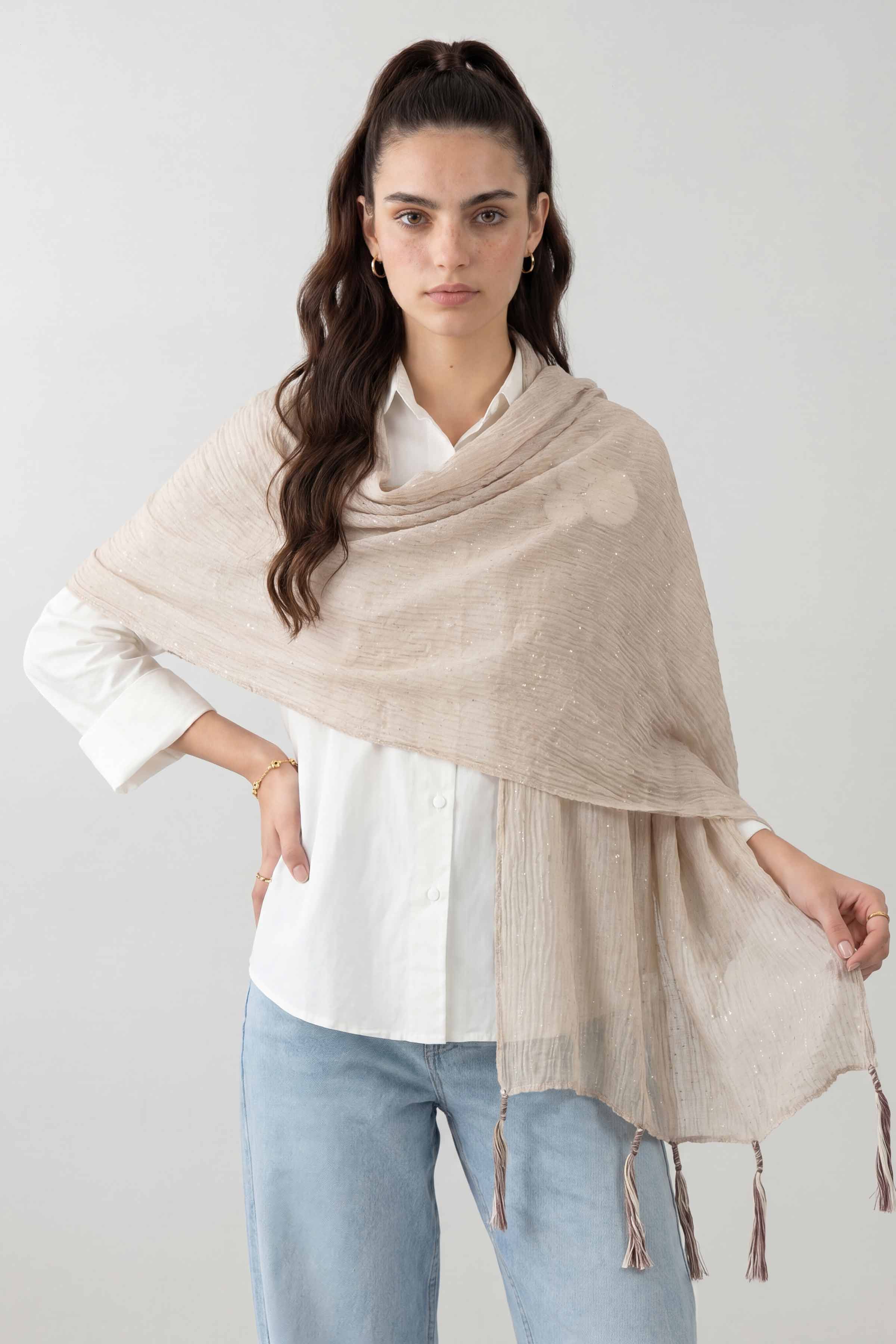 Beige Women Scarf - 447592118