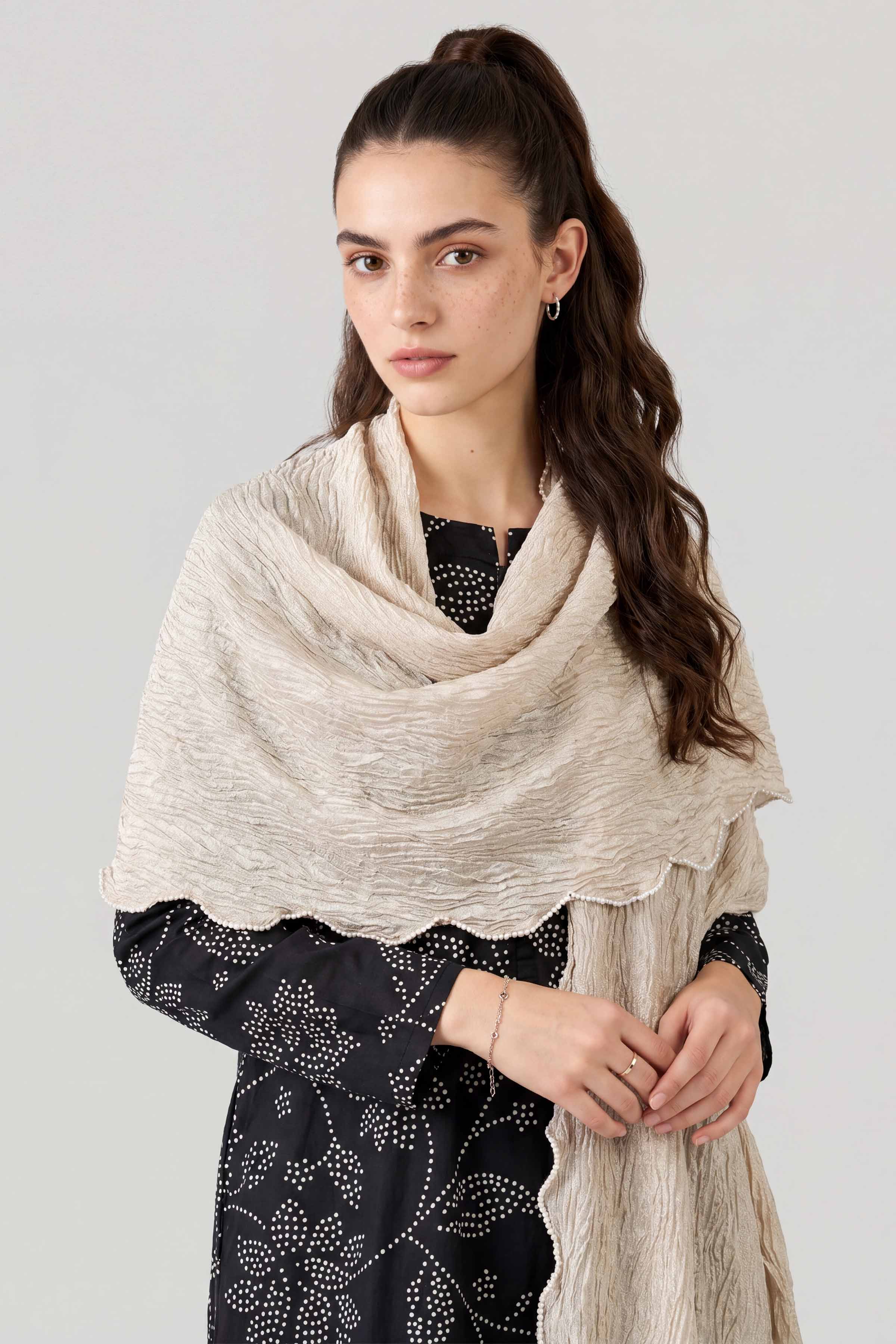 Beige Women Scarf - 447602118