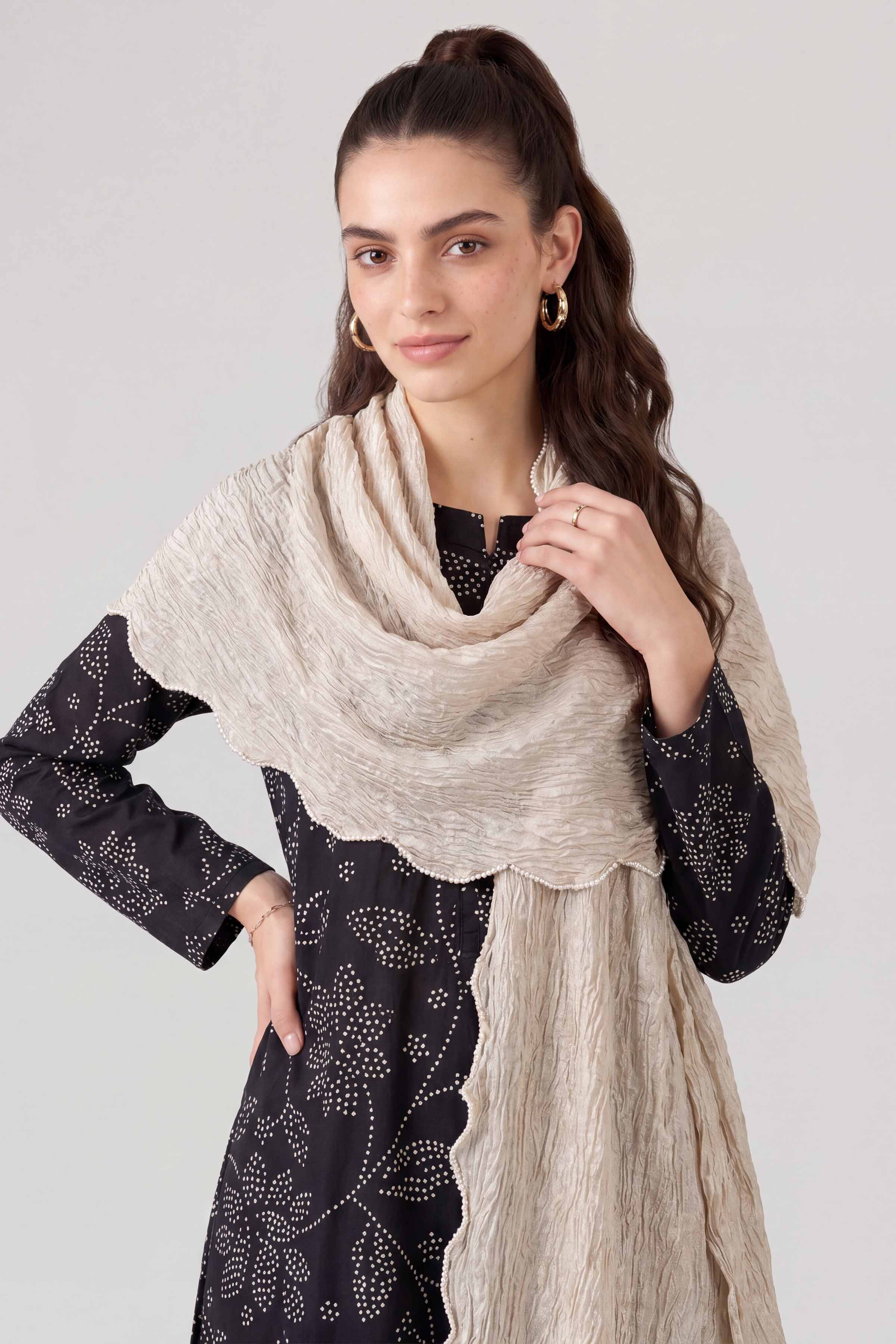 Beige Women Scarf - 447602118