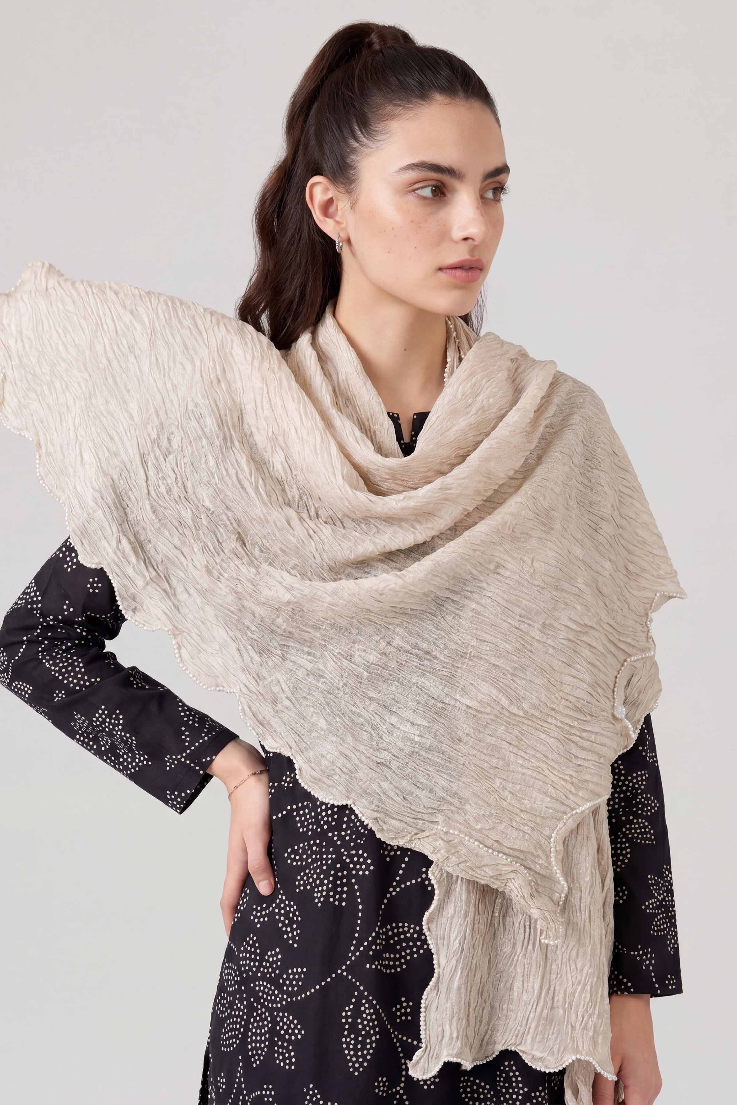 Beige Women Scarf - 447602118