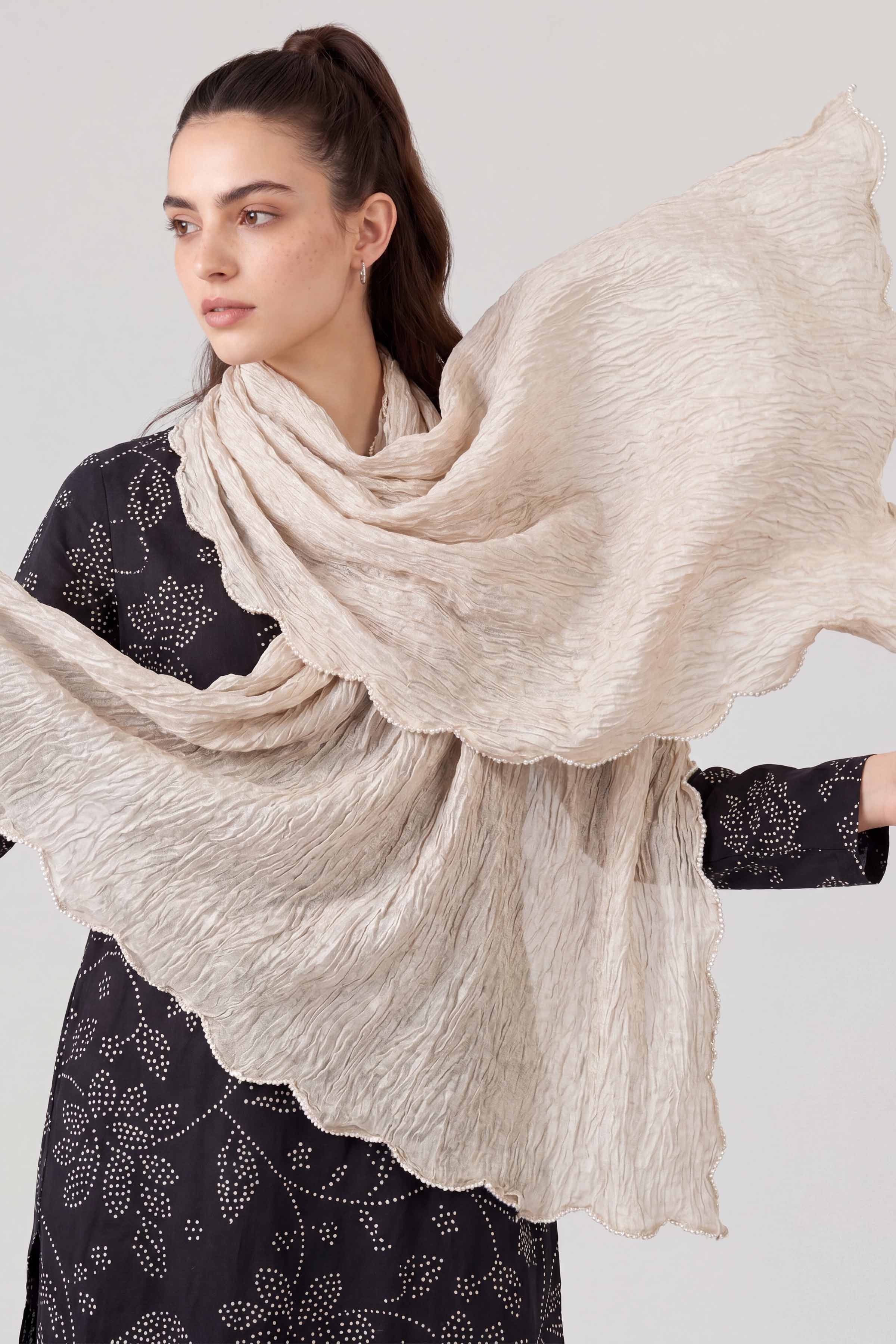 Beige Women Scarf - 447602118