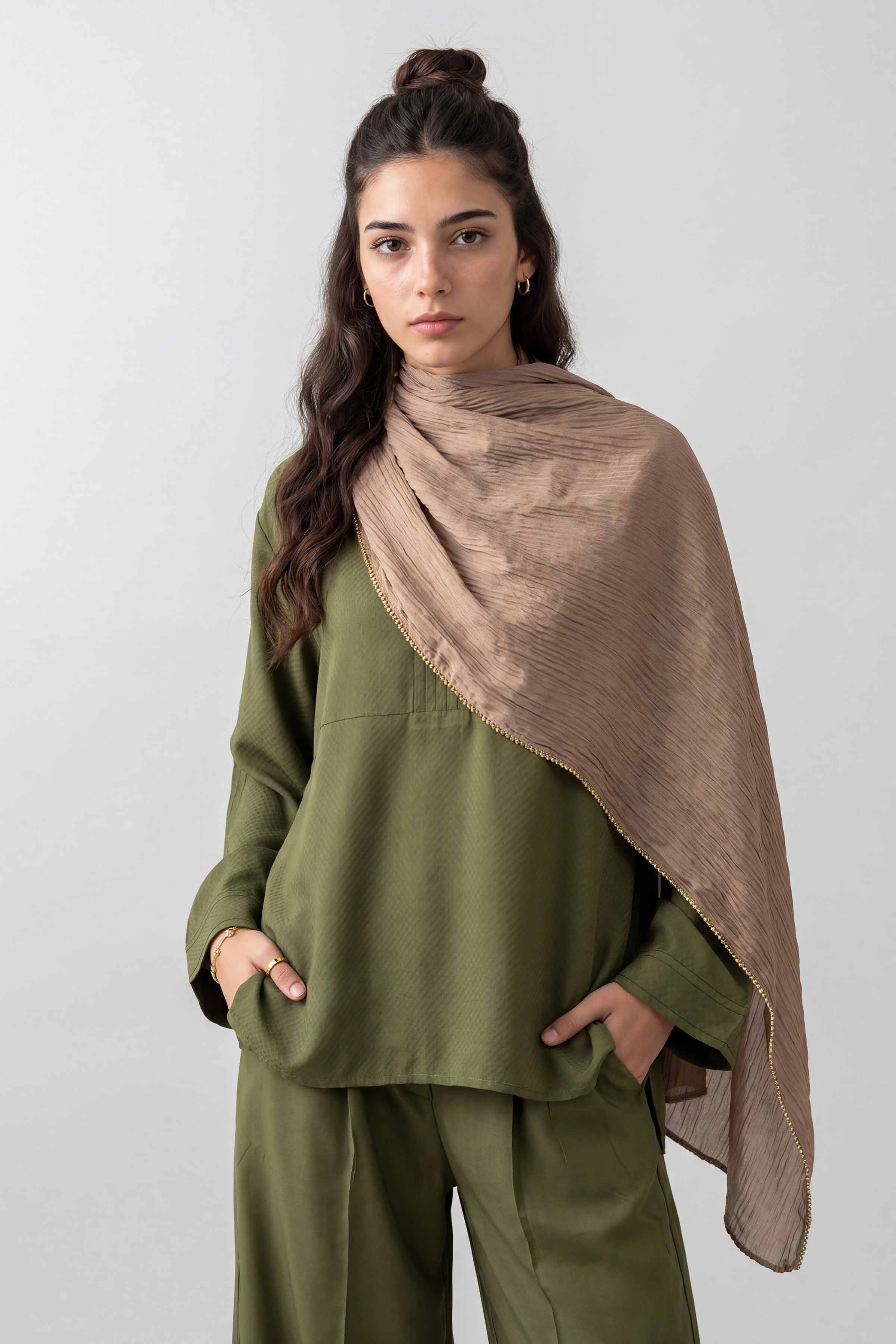 Tan Women Scarf - 447642126
