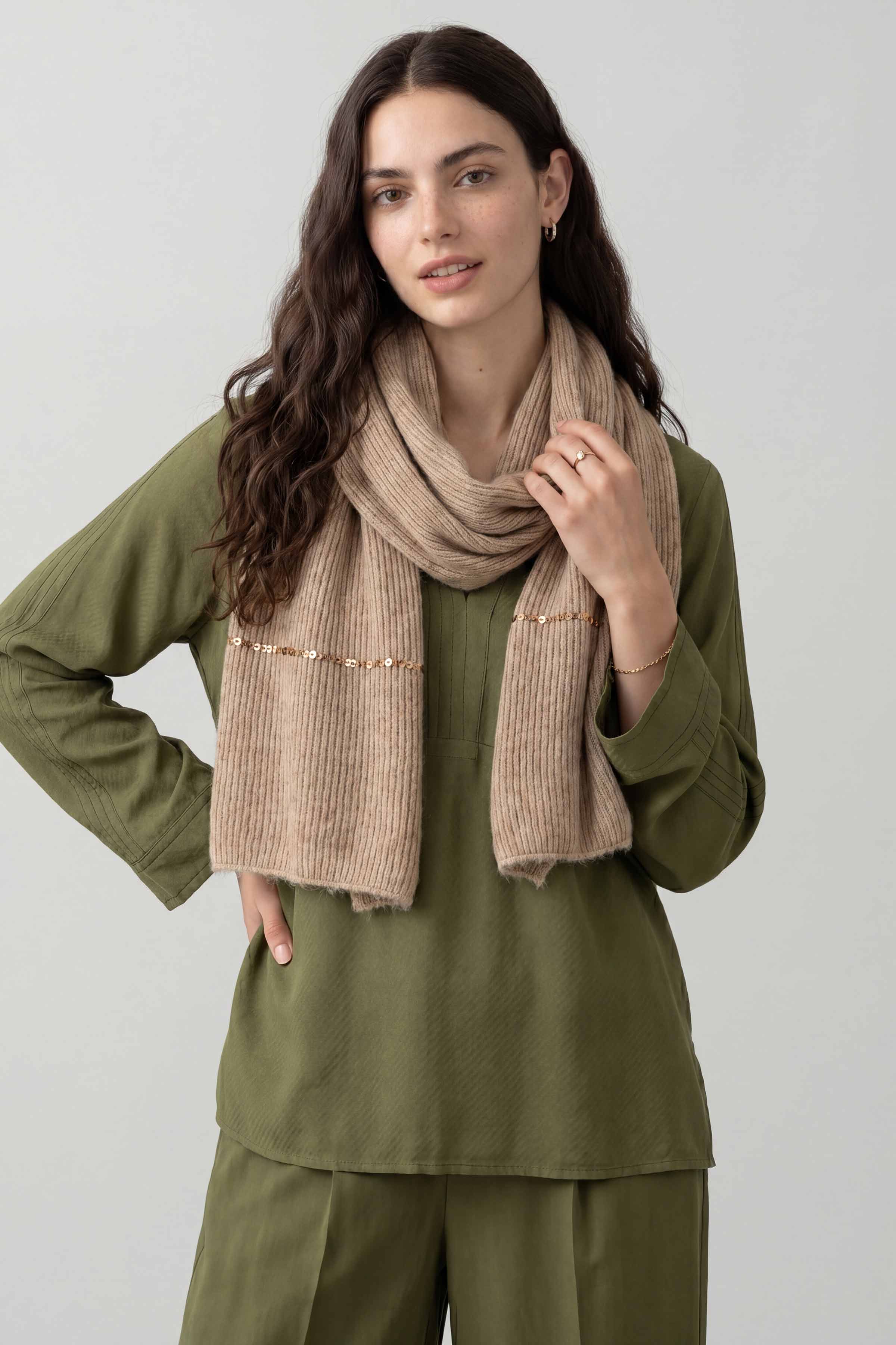 Beige Women Scarf - 447662118