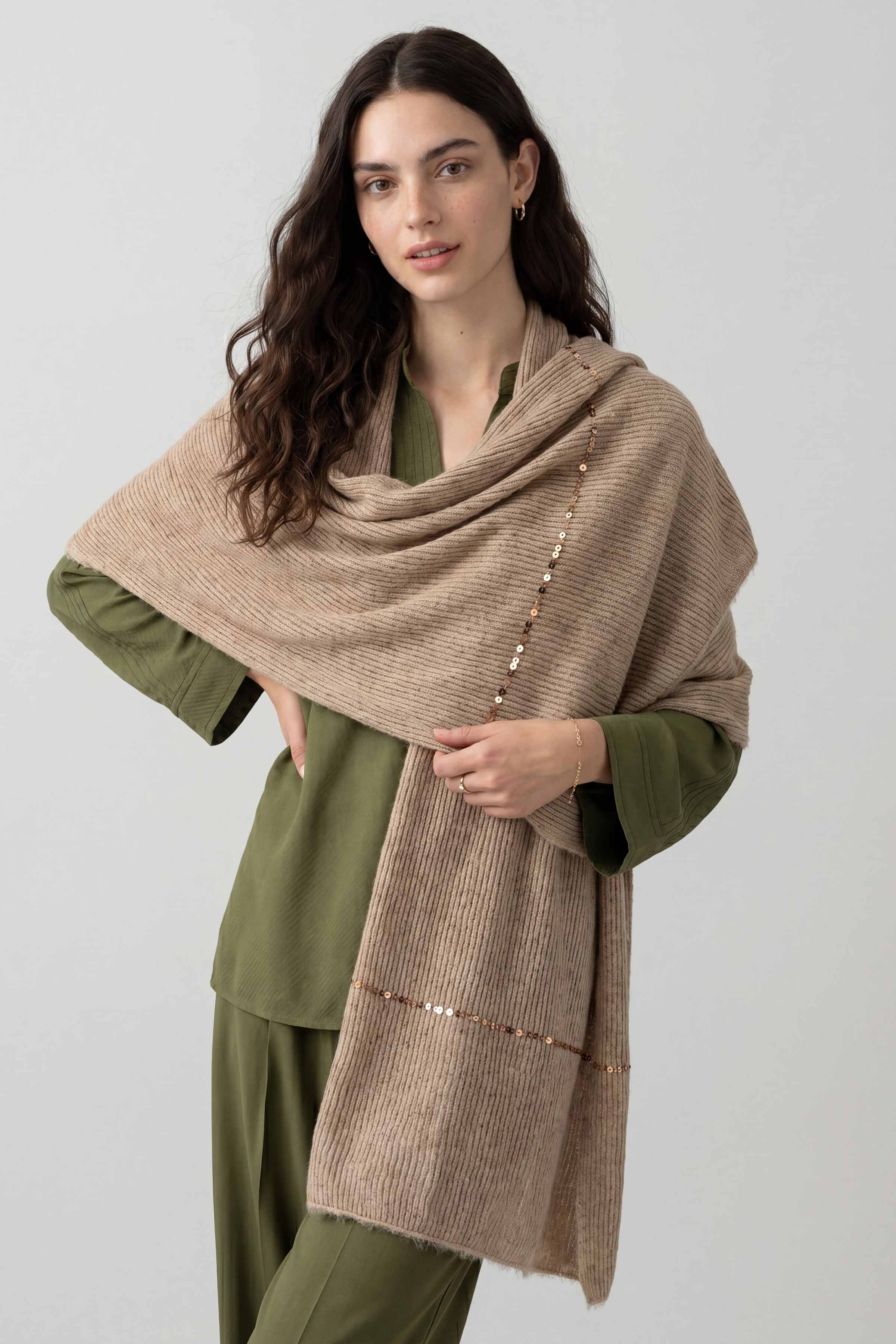 Beige Women Scarf - 447662118