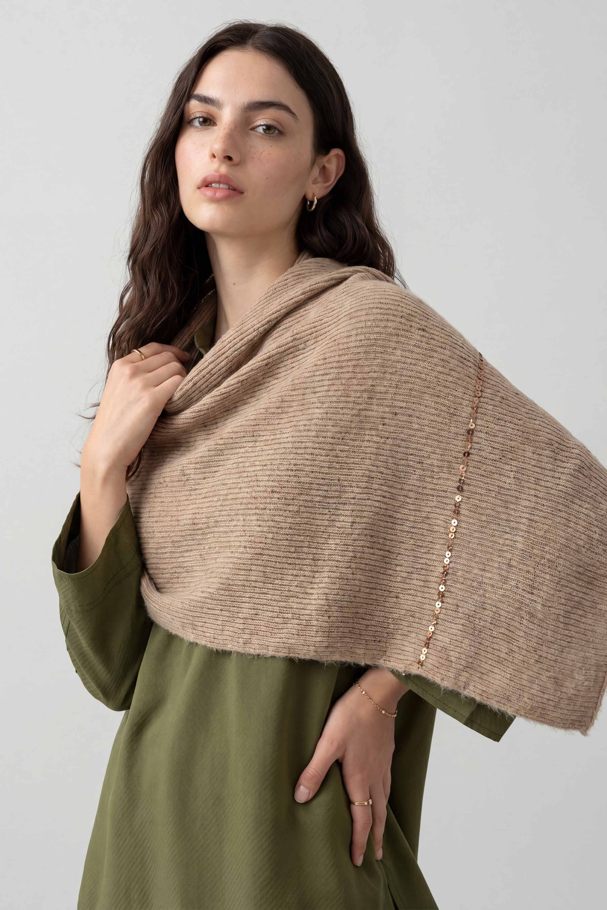 Beige Women Scarf - 447662118