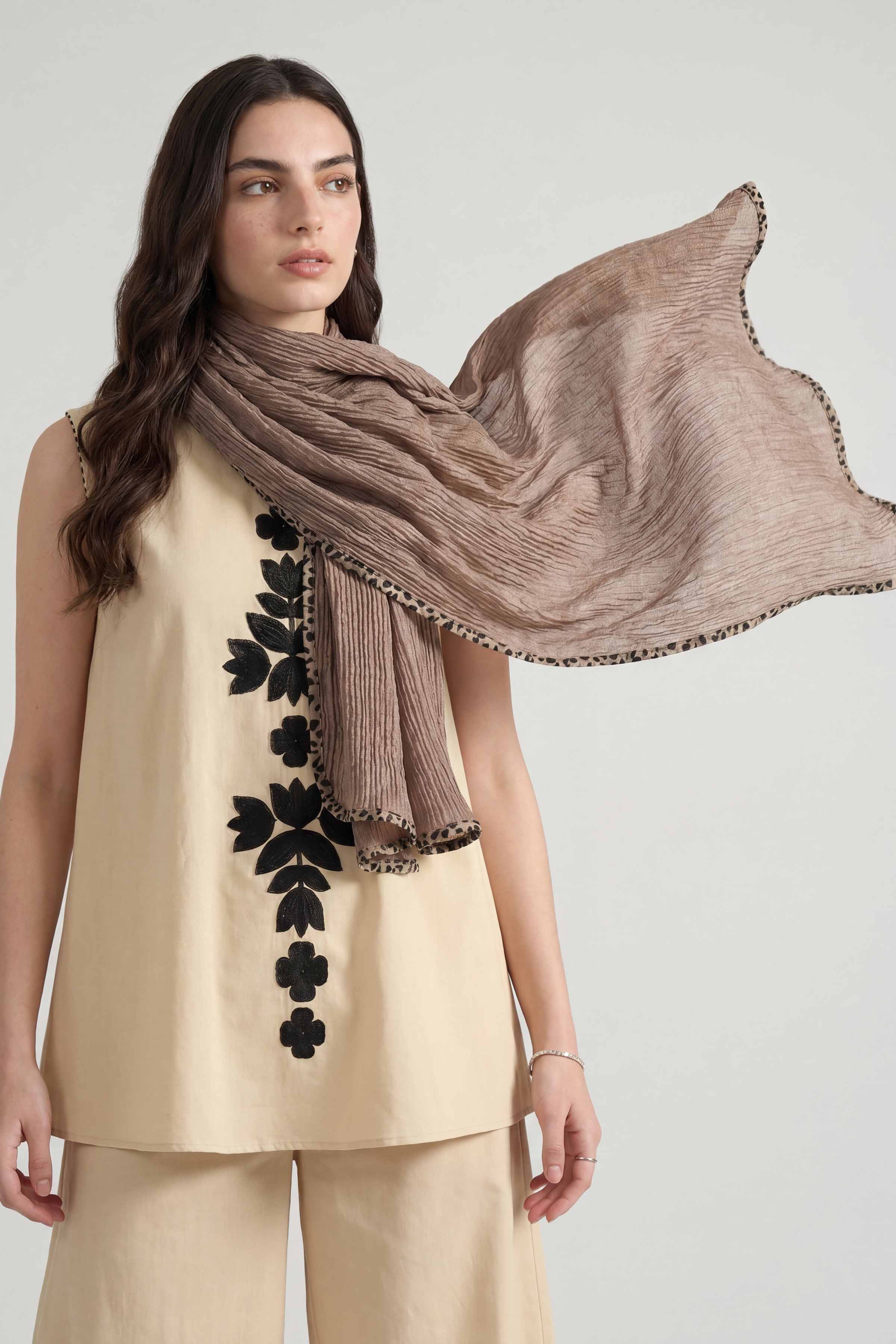 Beige Women Scarf - 447672118