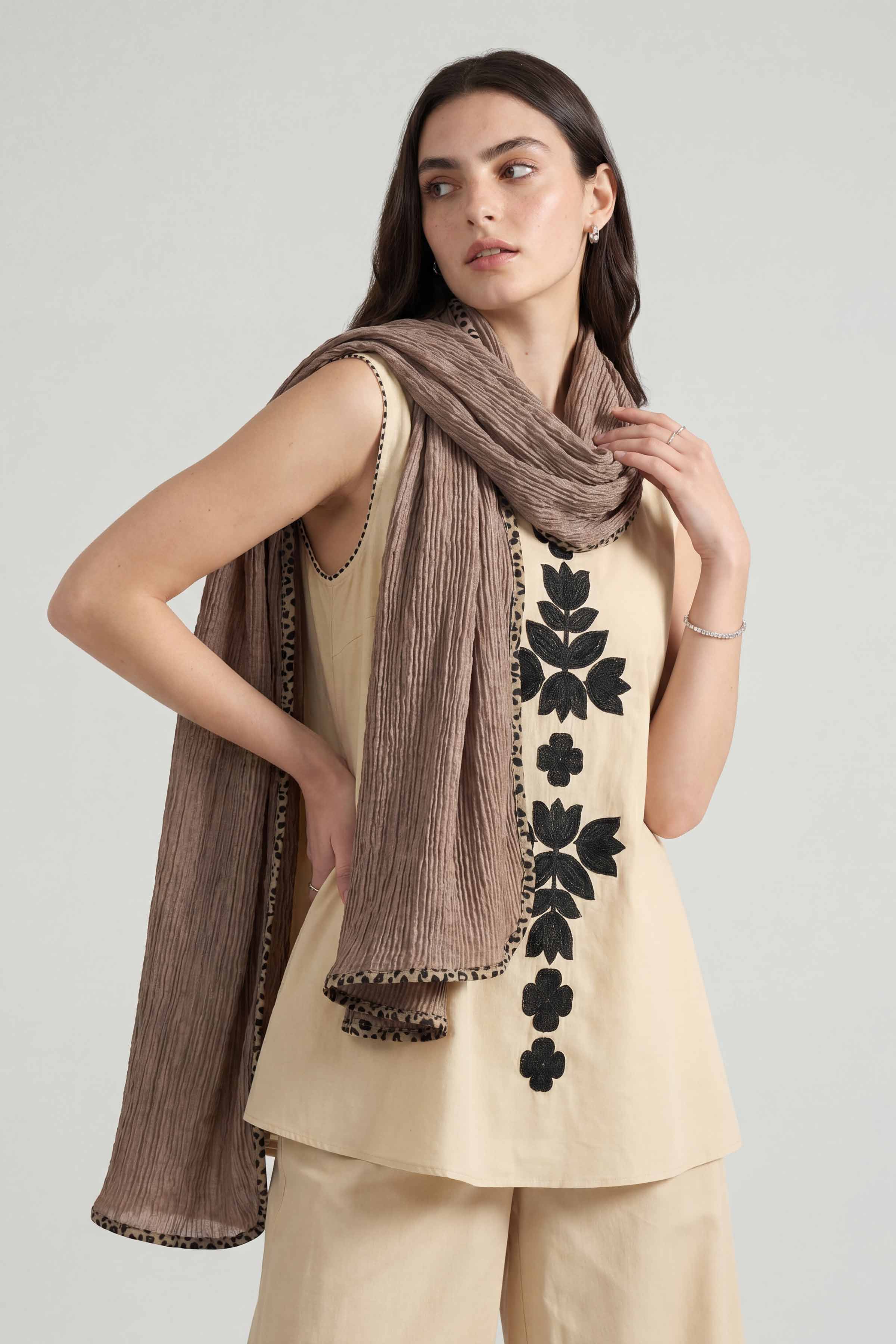 Beige Women Scarf - 447672118