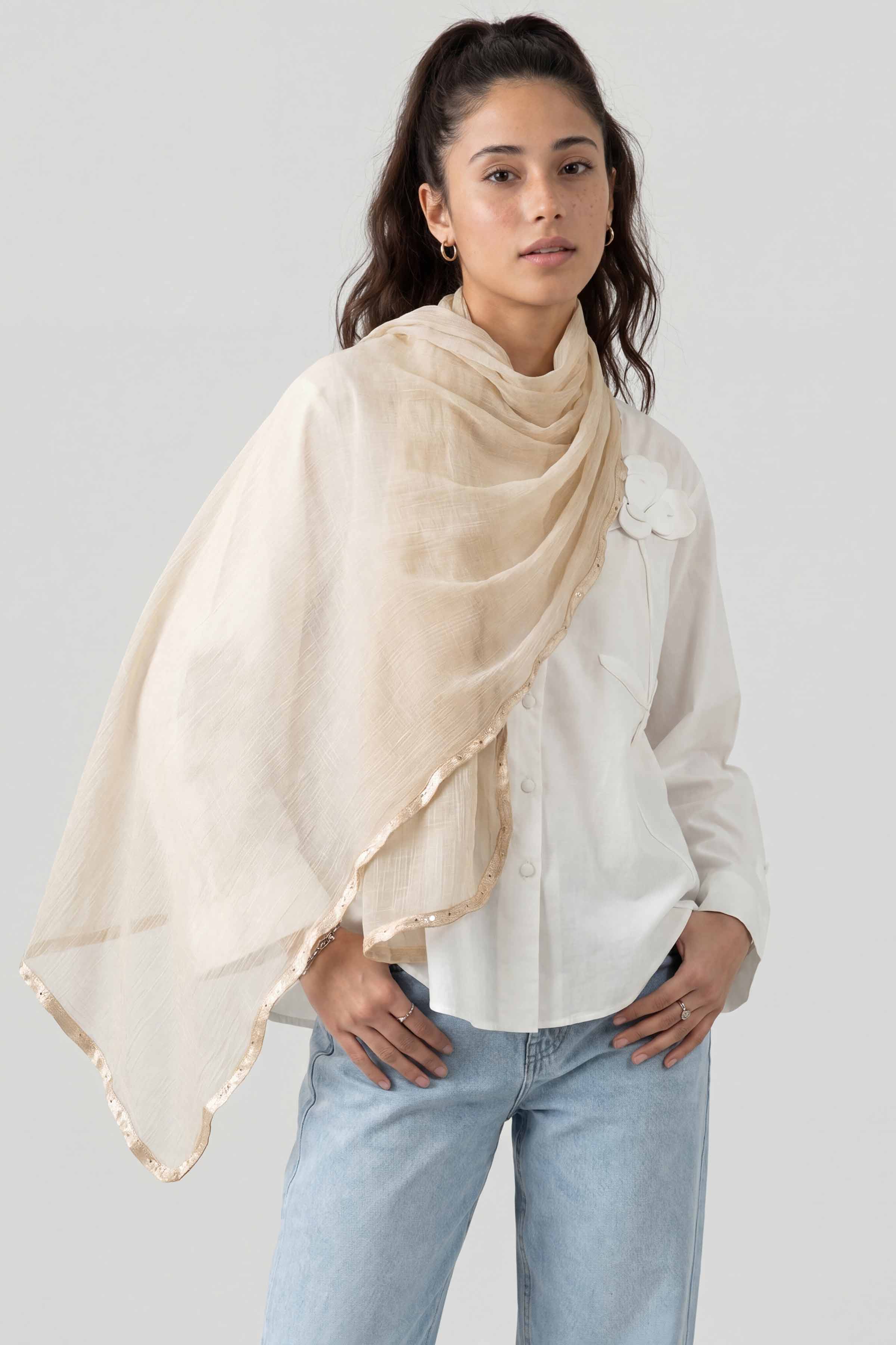 Beige Women Scarf - 447712118