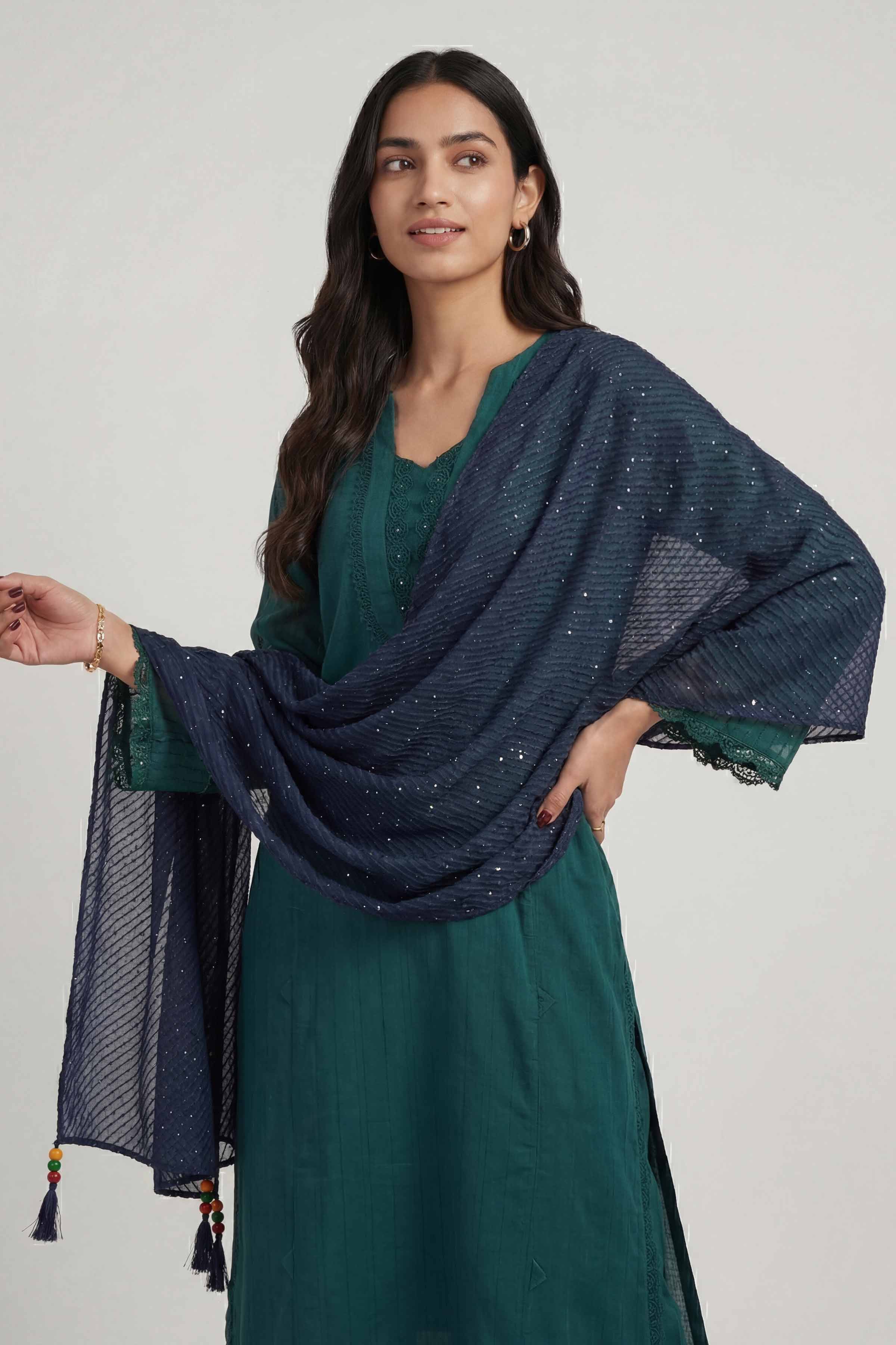 Dark Green Women Scarf - 447842104